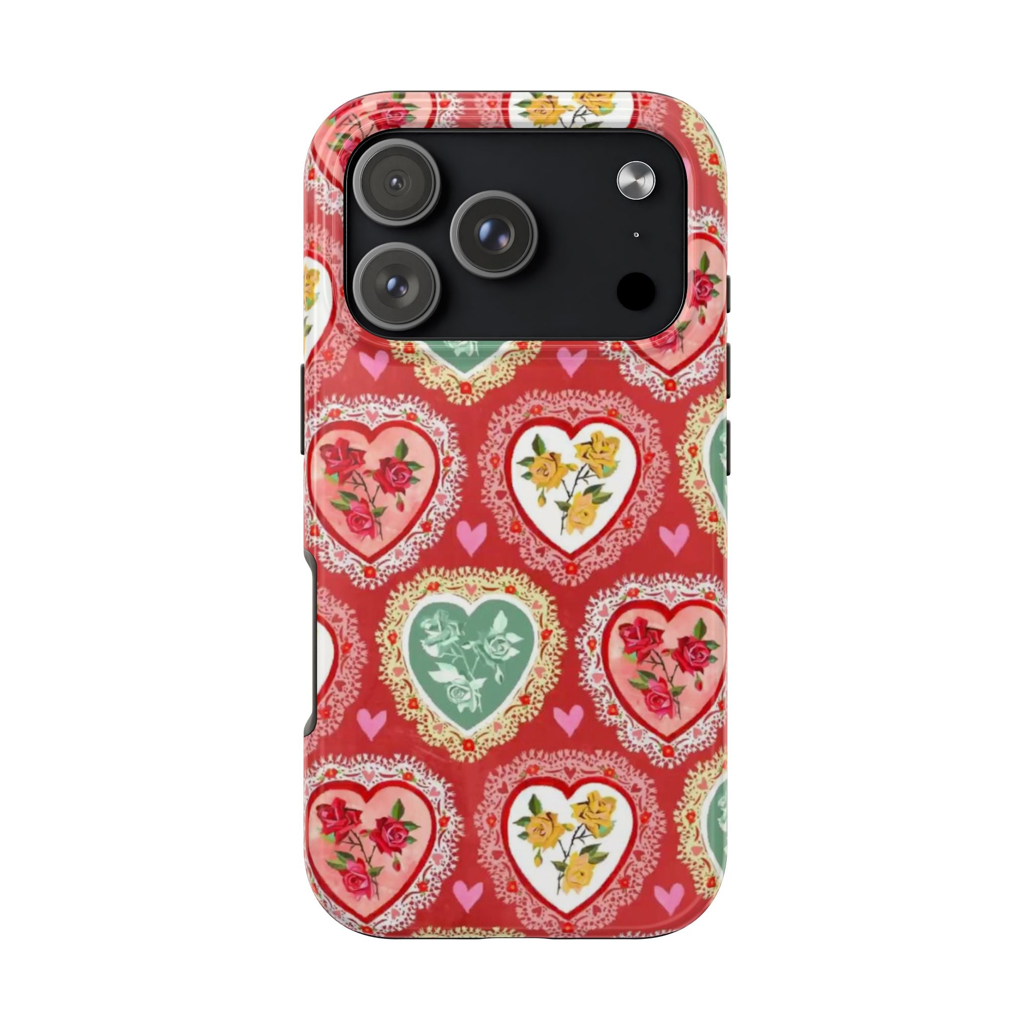 Vintage Floral Heart Tough Phone Case