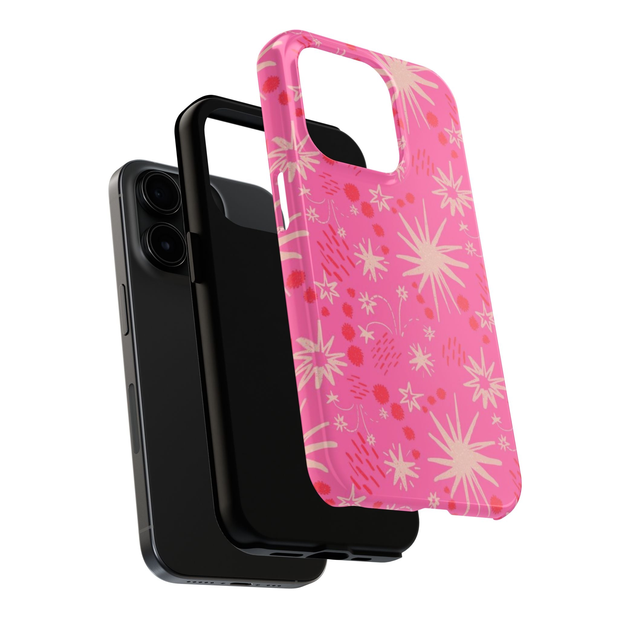 Tough Phone Case — Pink Retro Starburst Floral Protective Cover