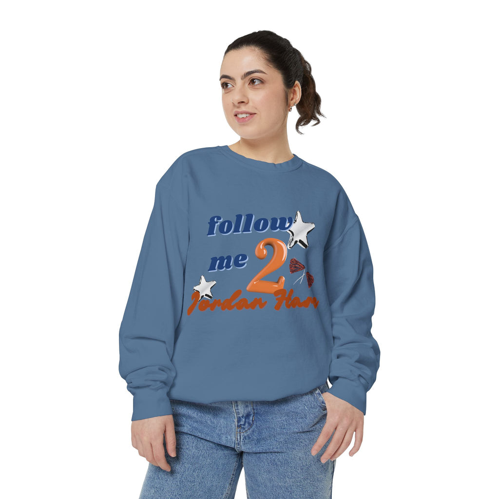Women's Garment-Dyed Sweatshirt with 'Follow Me' Design