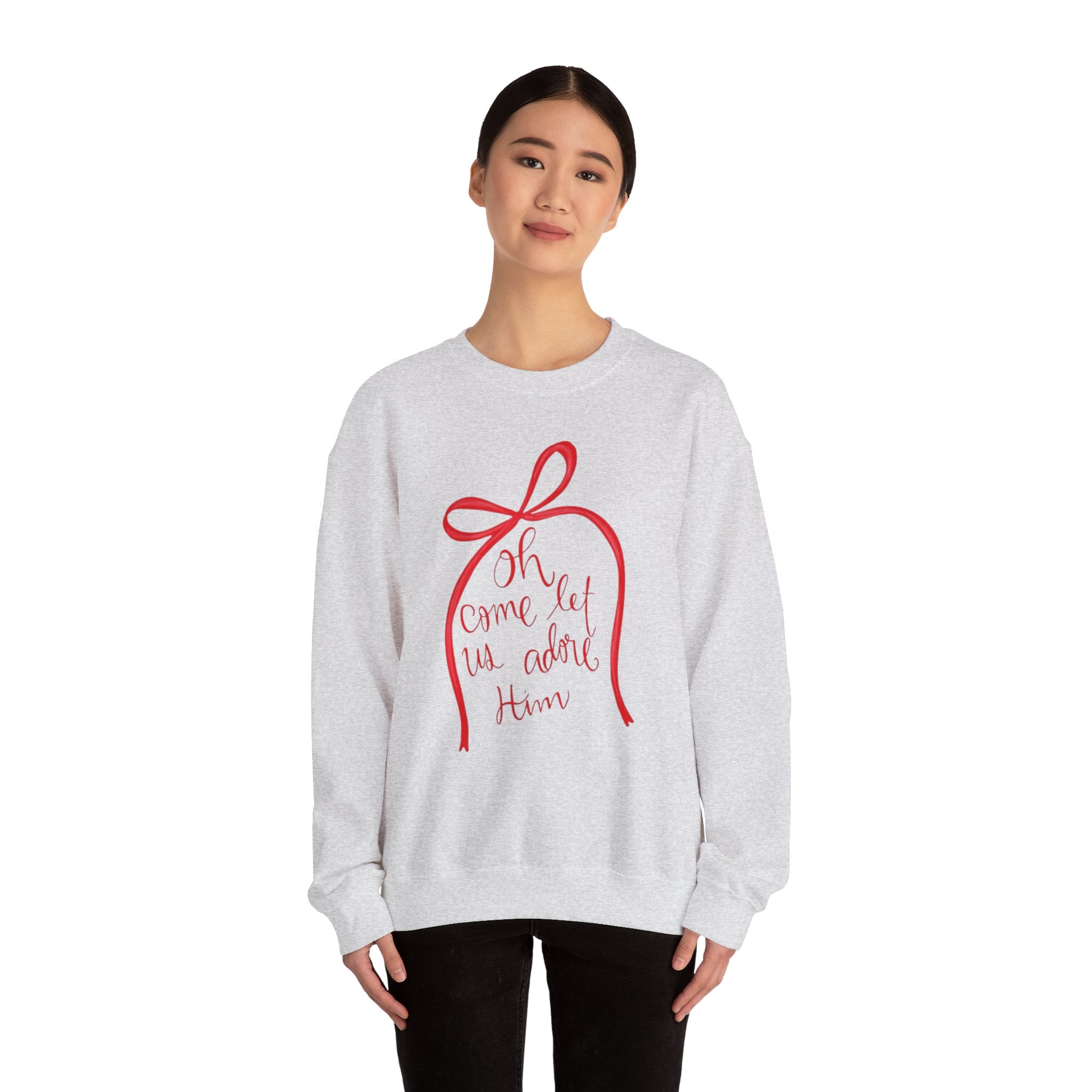Let Us Adore Him Bow Crewneck Sweatshirt