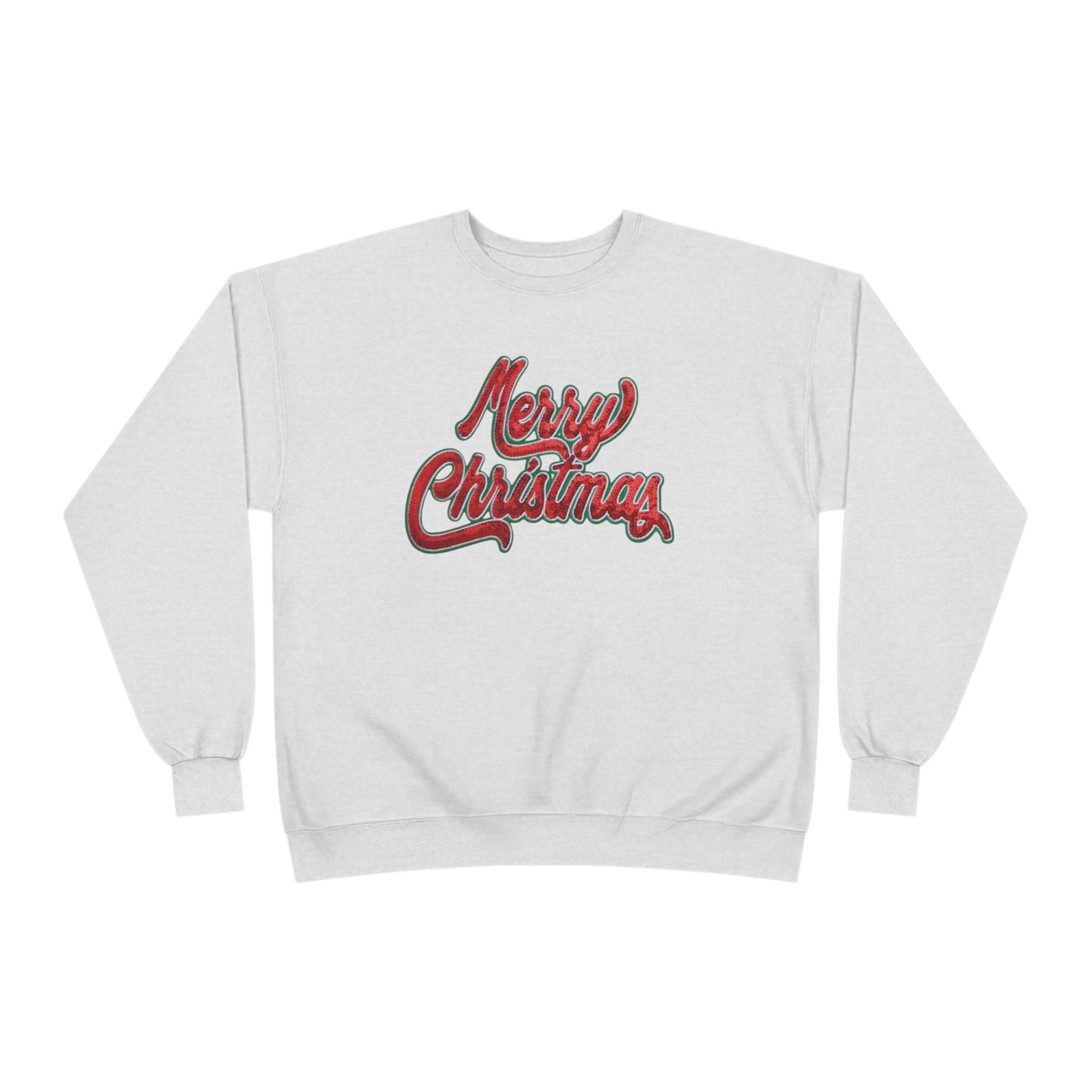 Merry Christmas Crewneck Sweatshirt — Retro Sequin Holiday Sweater