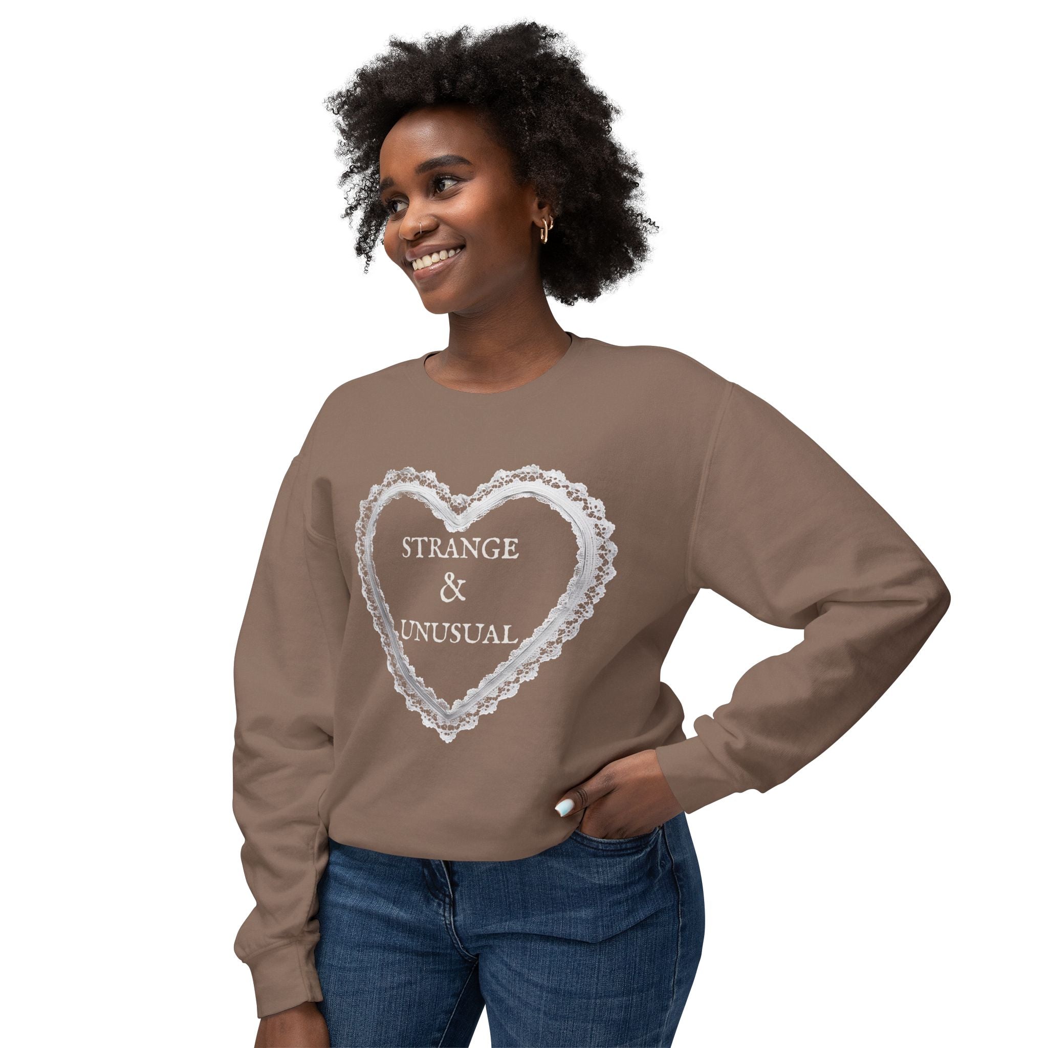 Strange & Unusual Crewneck Sweatshirt, Cozy Vintage Style, Perfect for Gift, Autumn Wear, Goth Aesthetic, Unisex Fashion
