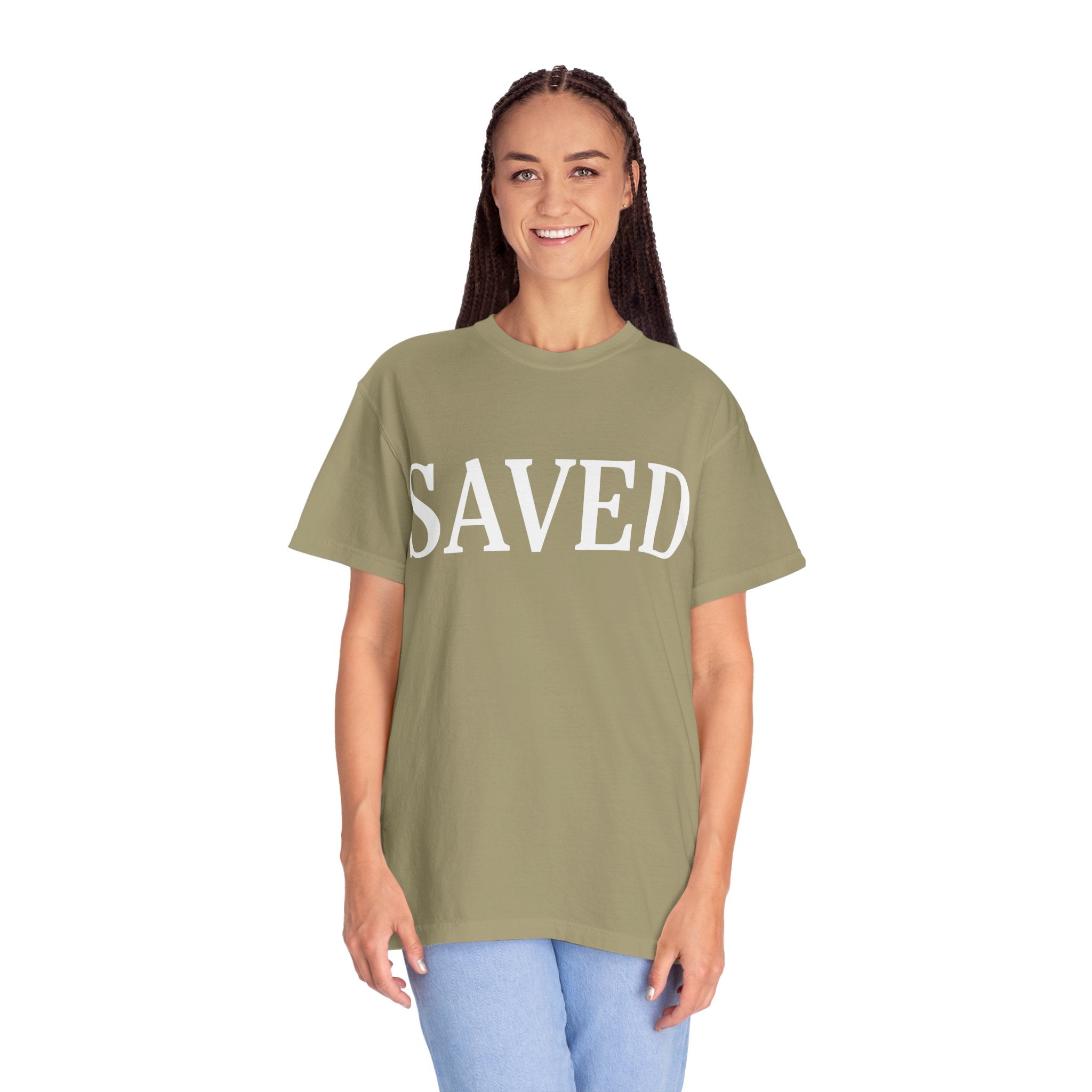 Saved Unisex Garment-Dyed T-Shirt, Inspirational Tee, Faith Shirt
