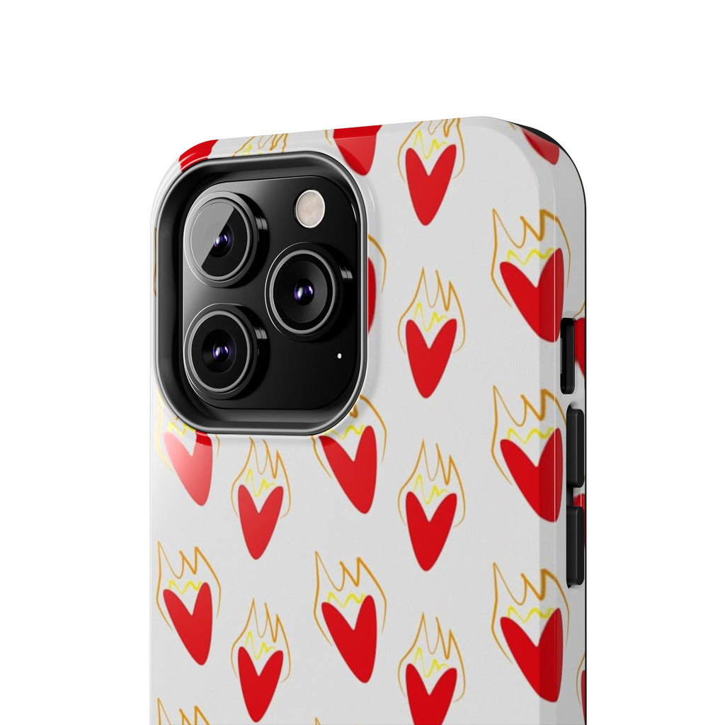Tough Phone Case — Red Flaming Heart Pattern