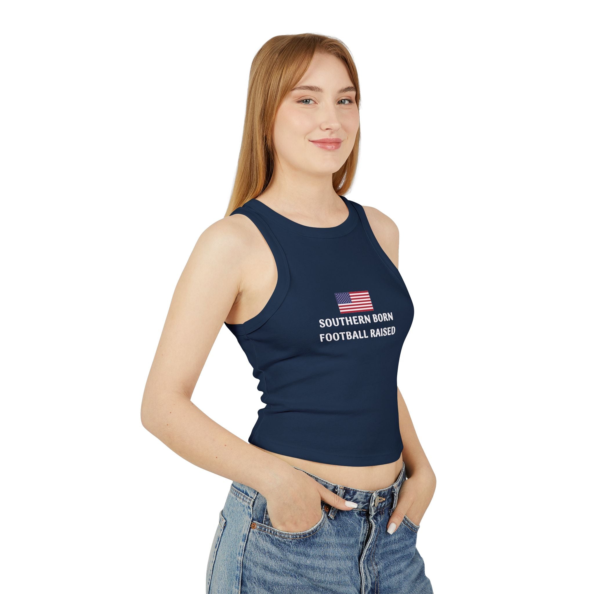 Patriotic Women's Racer Tank | Summer Fitness Top, 4th of July Workout Shirt, Casual Wear, Gift for Her, Outdoor Activities