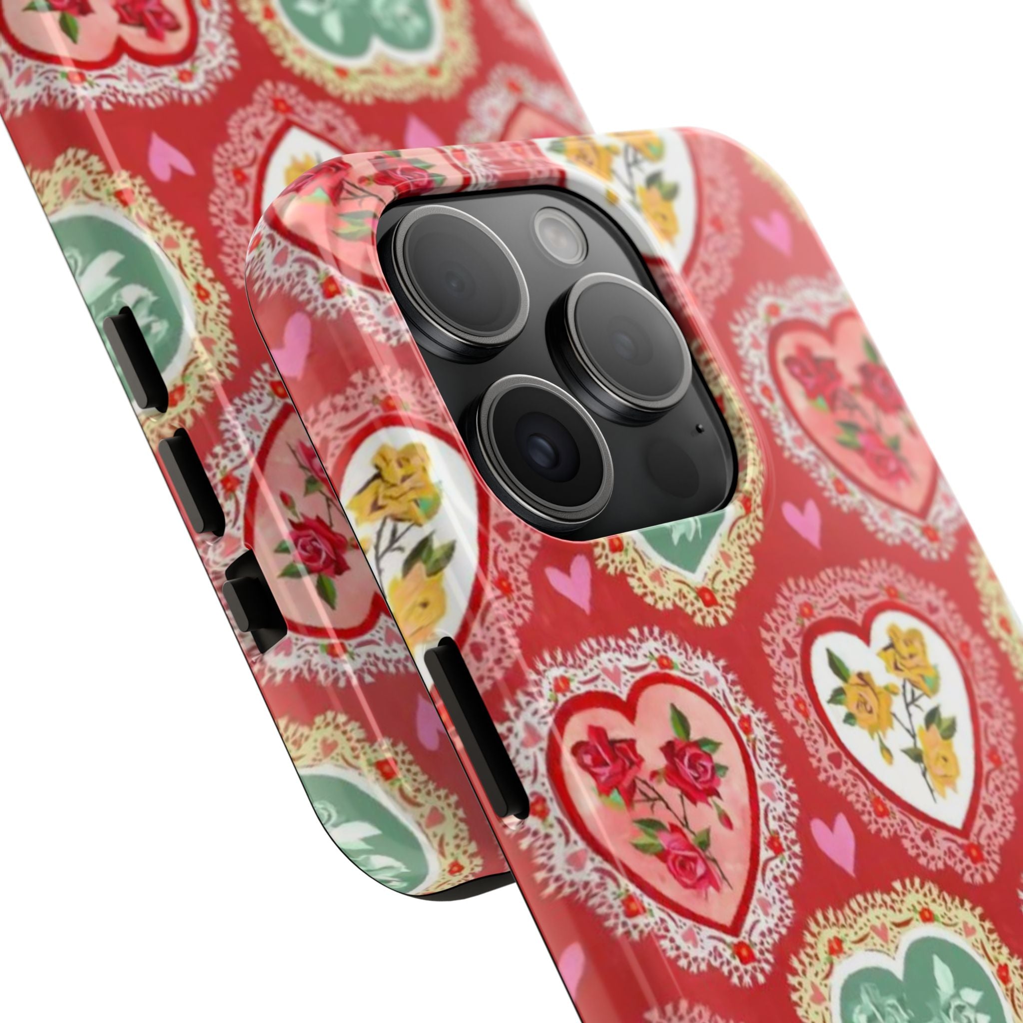 Vintage Floral Heart Tough Phone Case