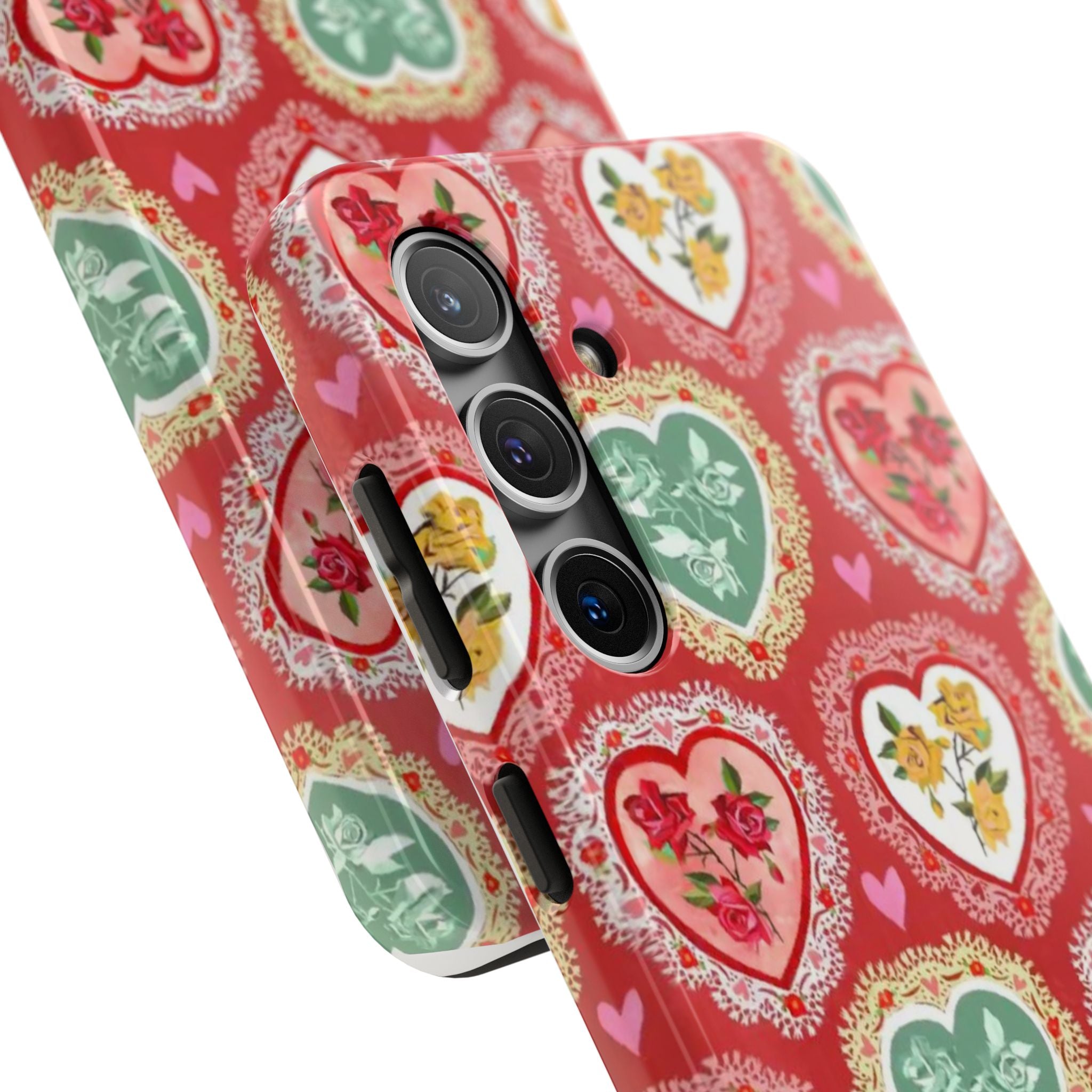 Vintage Floral Heart Tough Phone Case