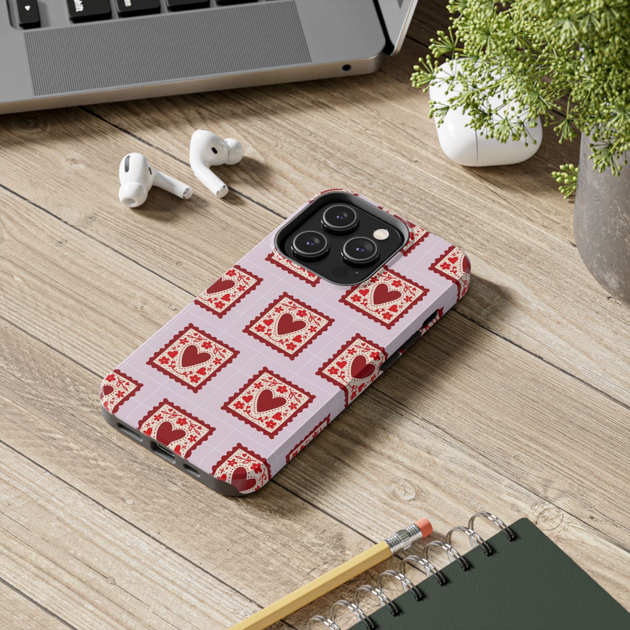 Red Heart Stamp Tough Phone Case