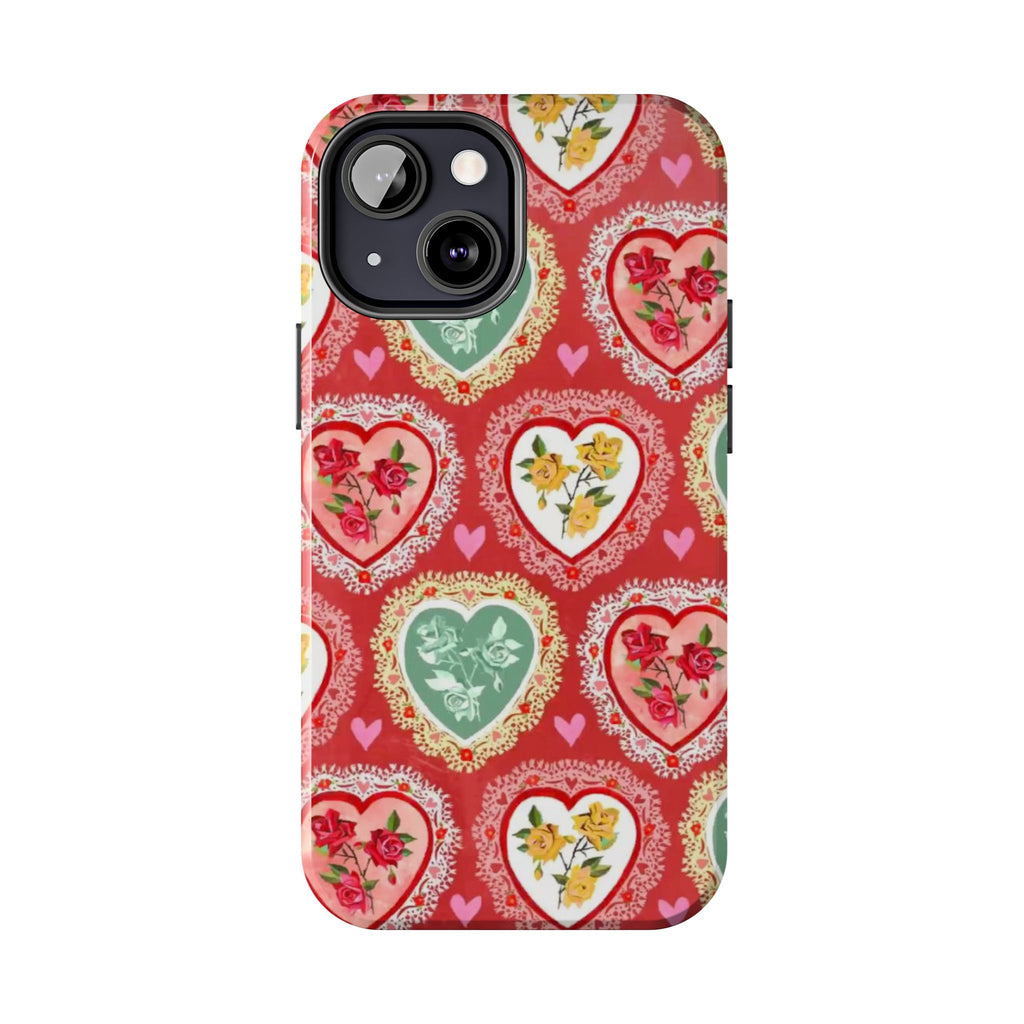 Vintage Floral Heart Tough Phone Case