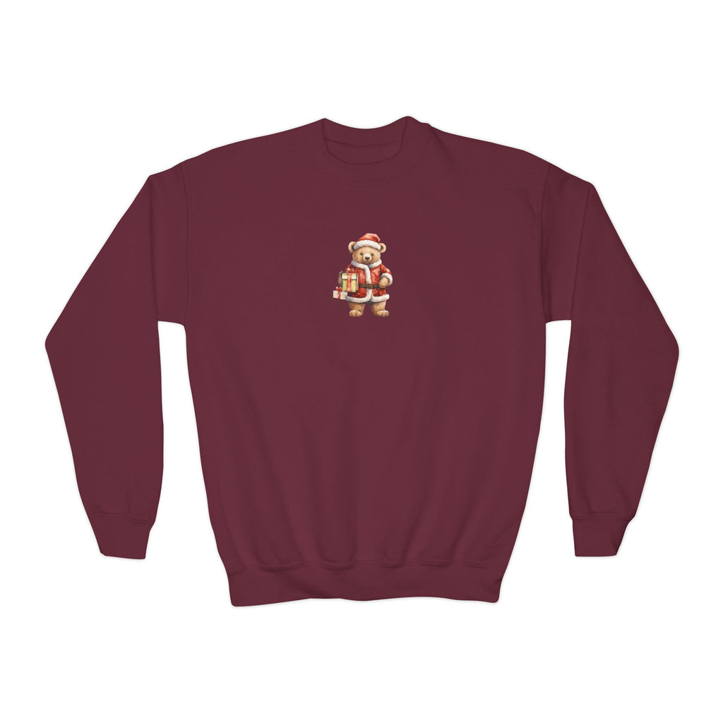 Youth Crewneck Sweatshirt — Cute Vintage Santa Kids Christmas Sweatshirt