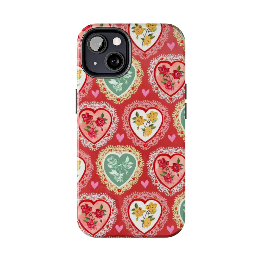 Vintage Floral Heart Tough Phone Case