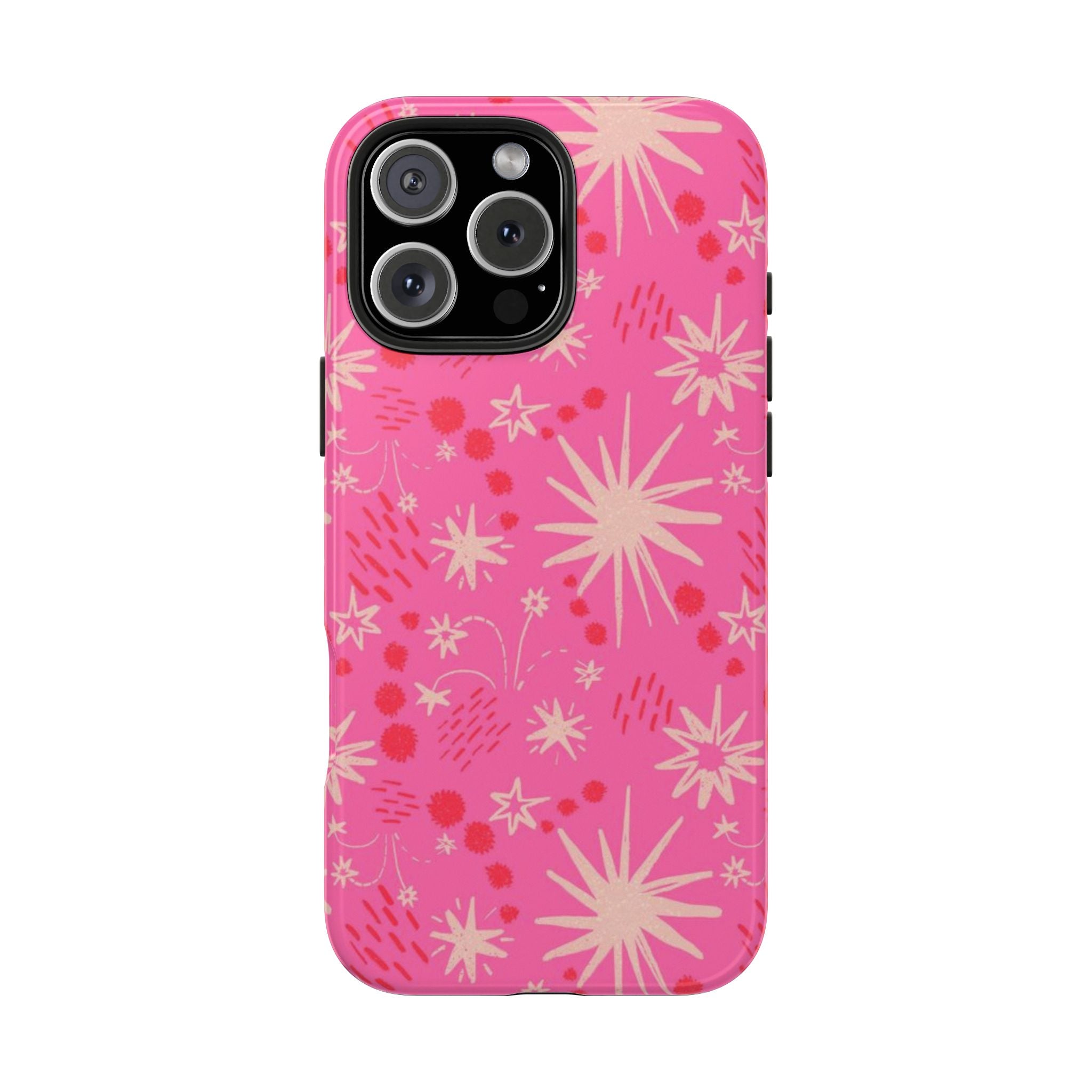 Tough Phone Case — Pink Retro Starburst Floral Protective Cover