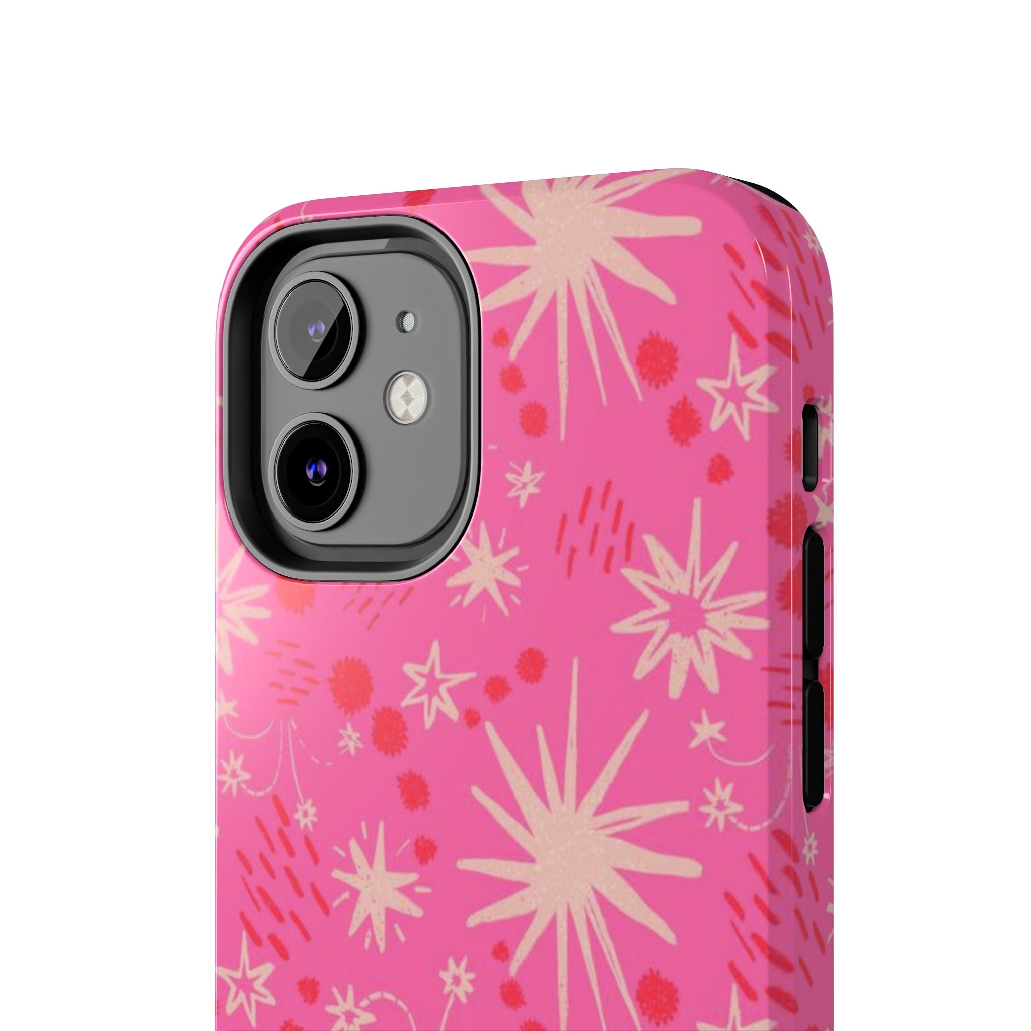 Tough Phone Case — Pink Retro Starburst Floral Protective Cover