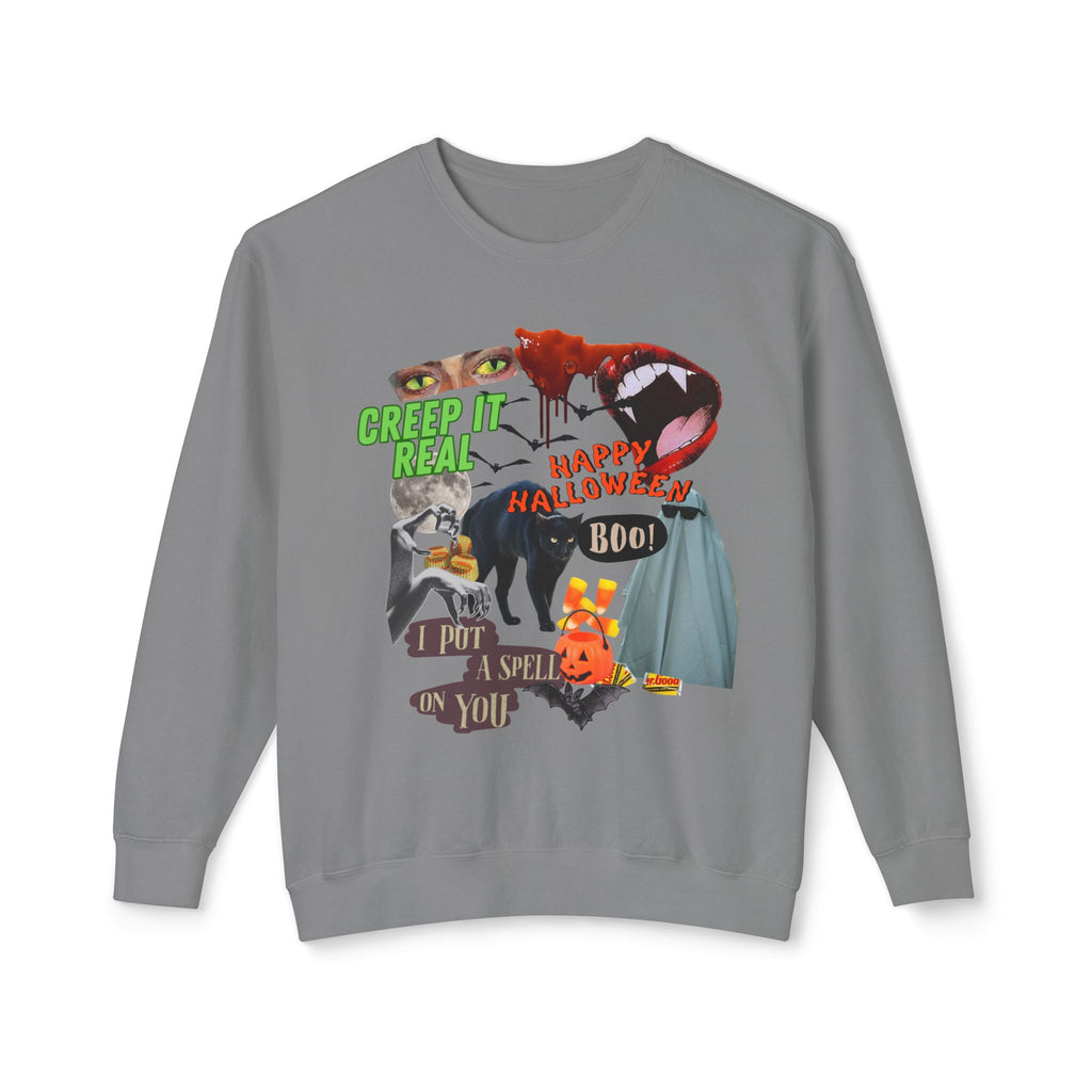 Halloween-Themed Unisex Lightweight Crewneck Sweatshirt