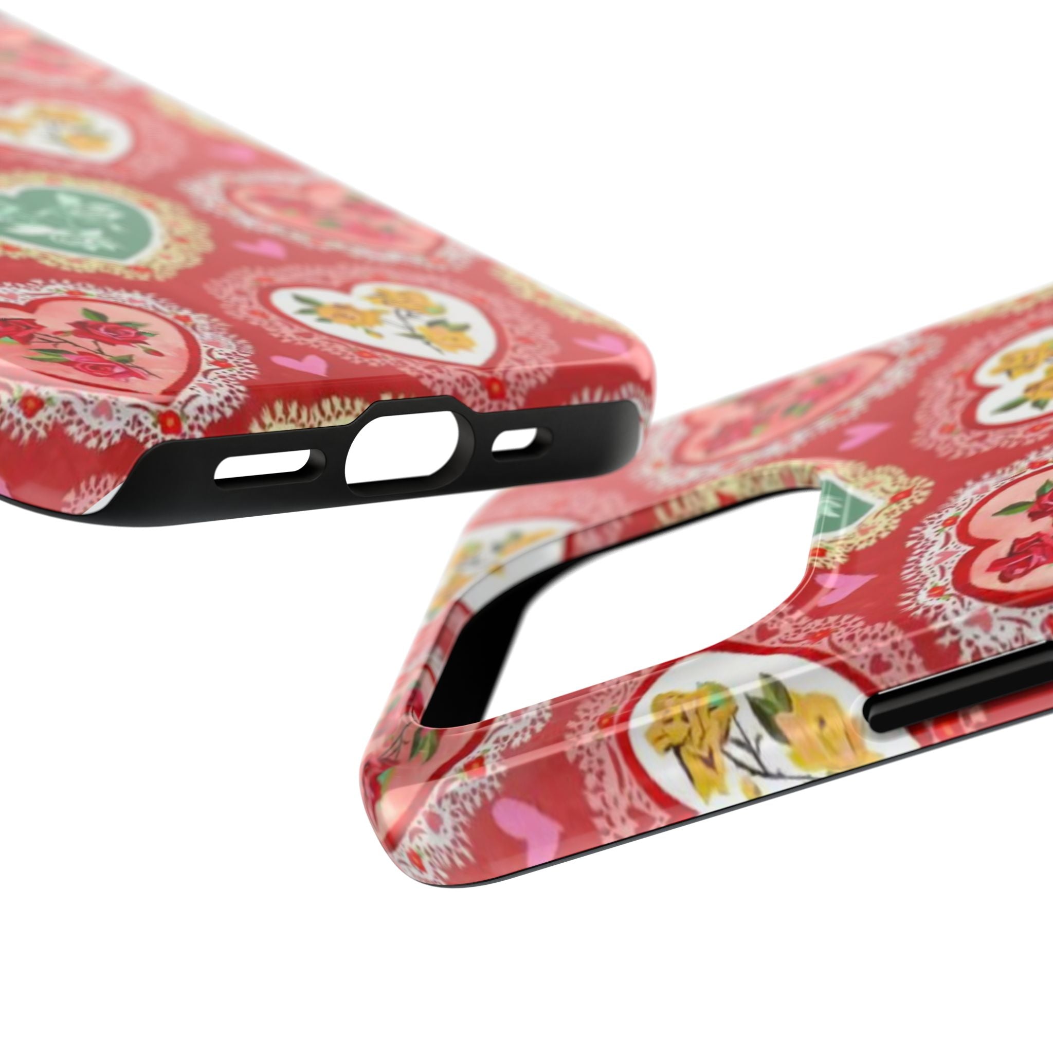 Vintage Floral Heart Tough Phone Case