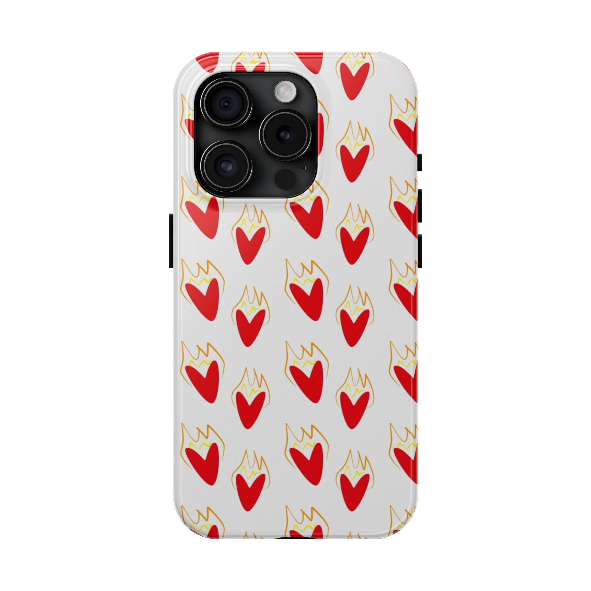 Tough Phone Case — Red Flaming Heart Pattern