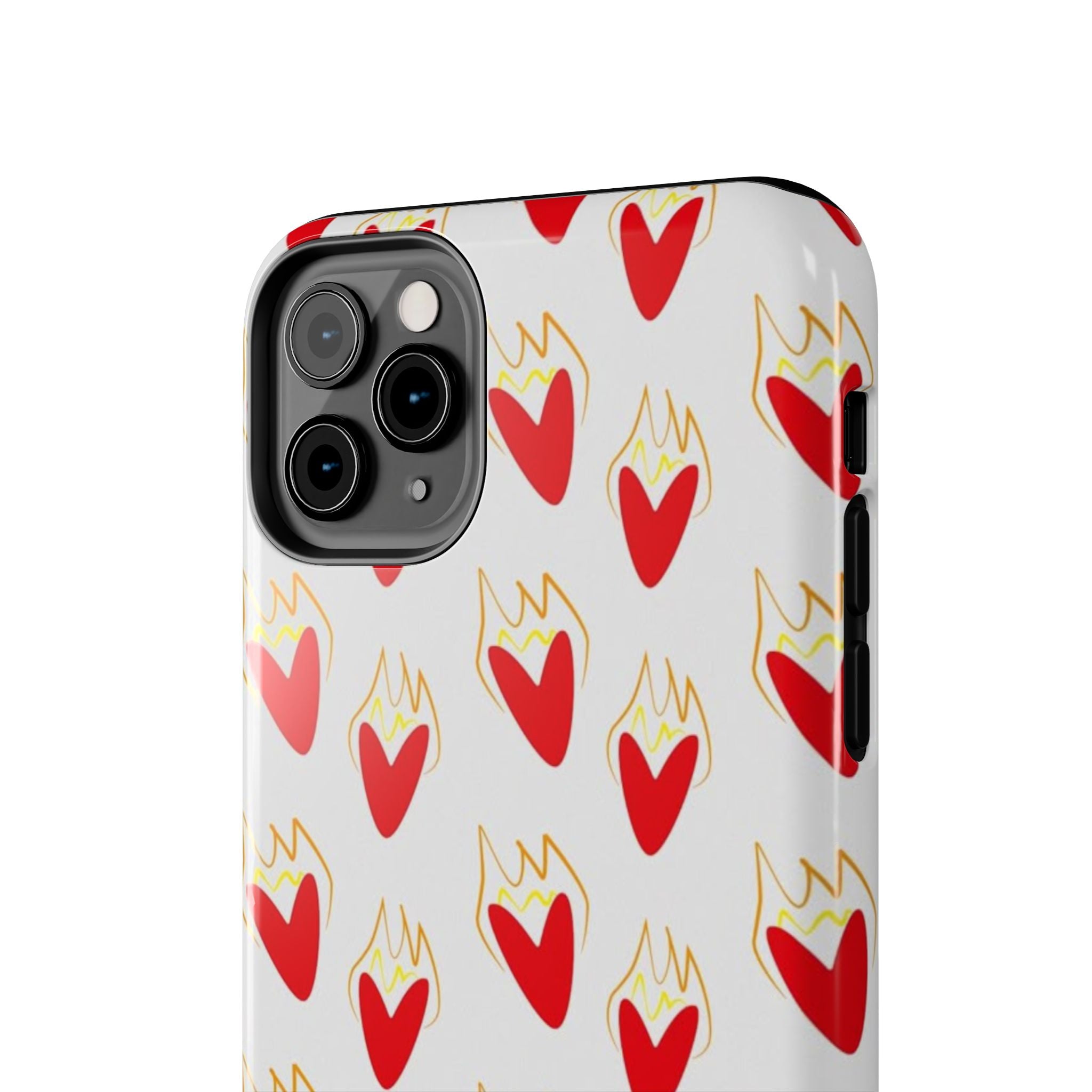 Tough Phone Case — Red Flaming Heart Pattern