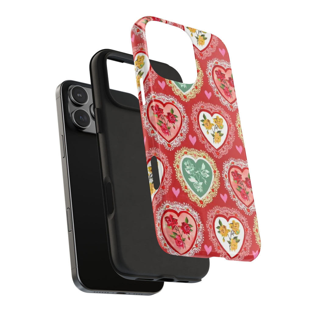 Vintage Floral Heart Tough Phone Case