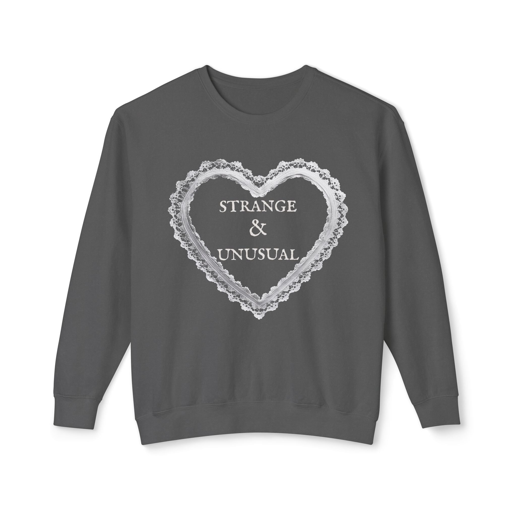 Strange & Unusual Crewneck Sweatshirt, Cozy Vintage Style, Perfect for Gift, Autumn Wear, Goth Aesthetic, Unisex Fashion