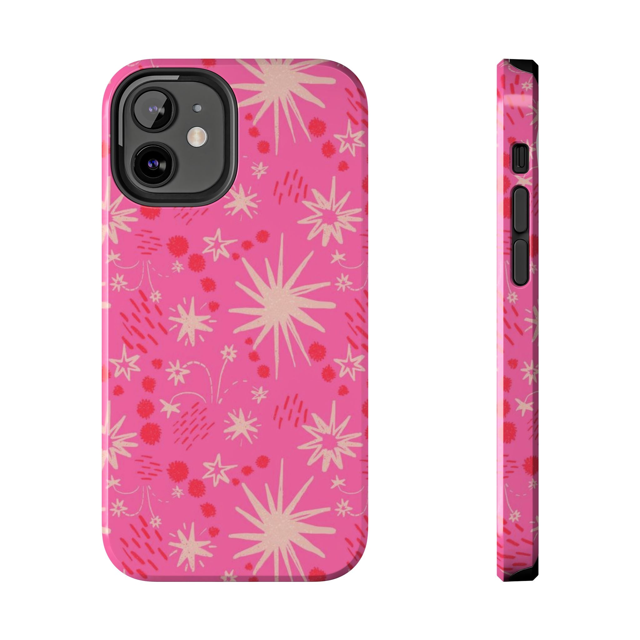 Tough Phone Case — Pink Retro Starburst Floral Protective Cover
