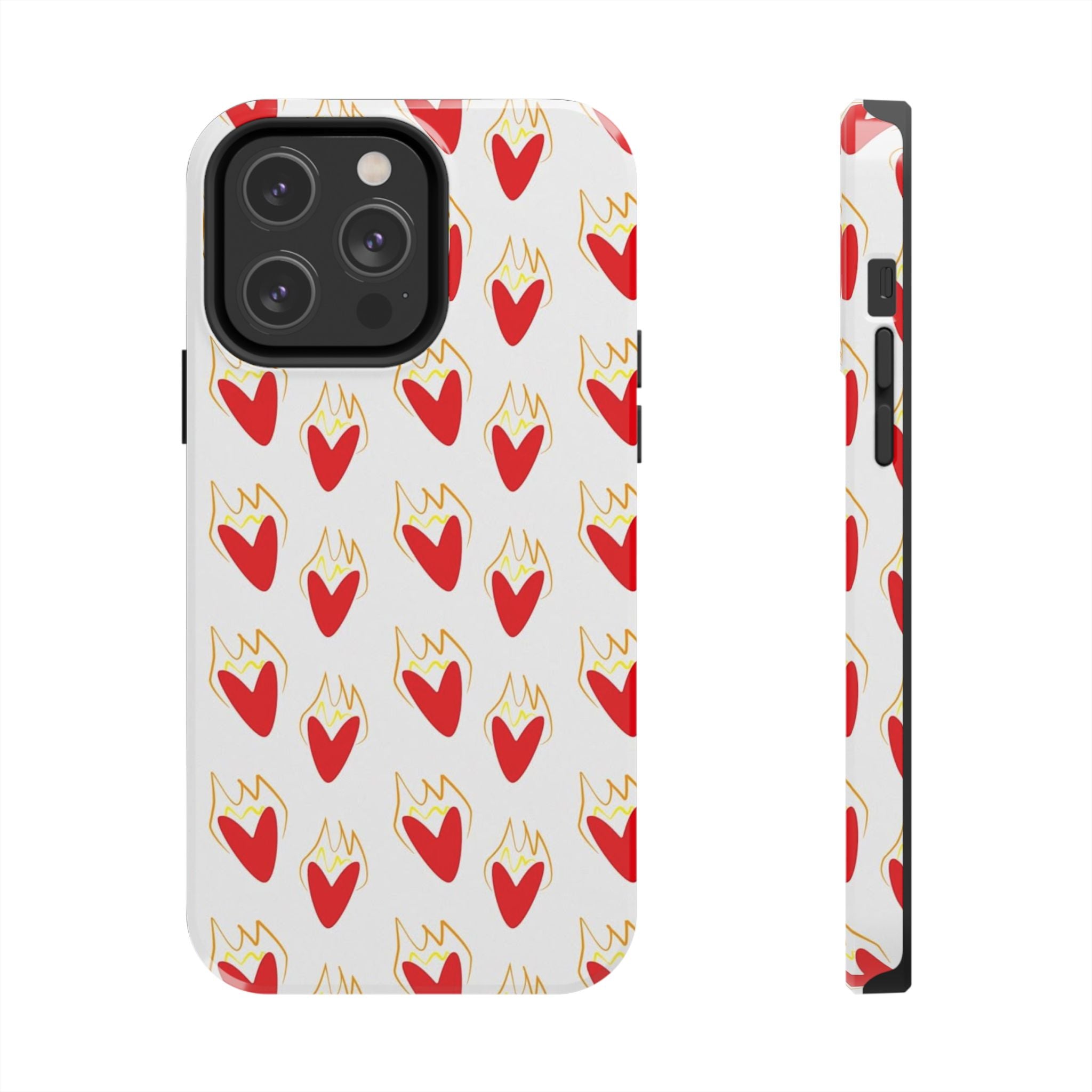 Tough Phone Case — Red Flaming Heart Pattern