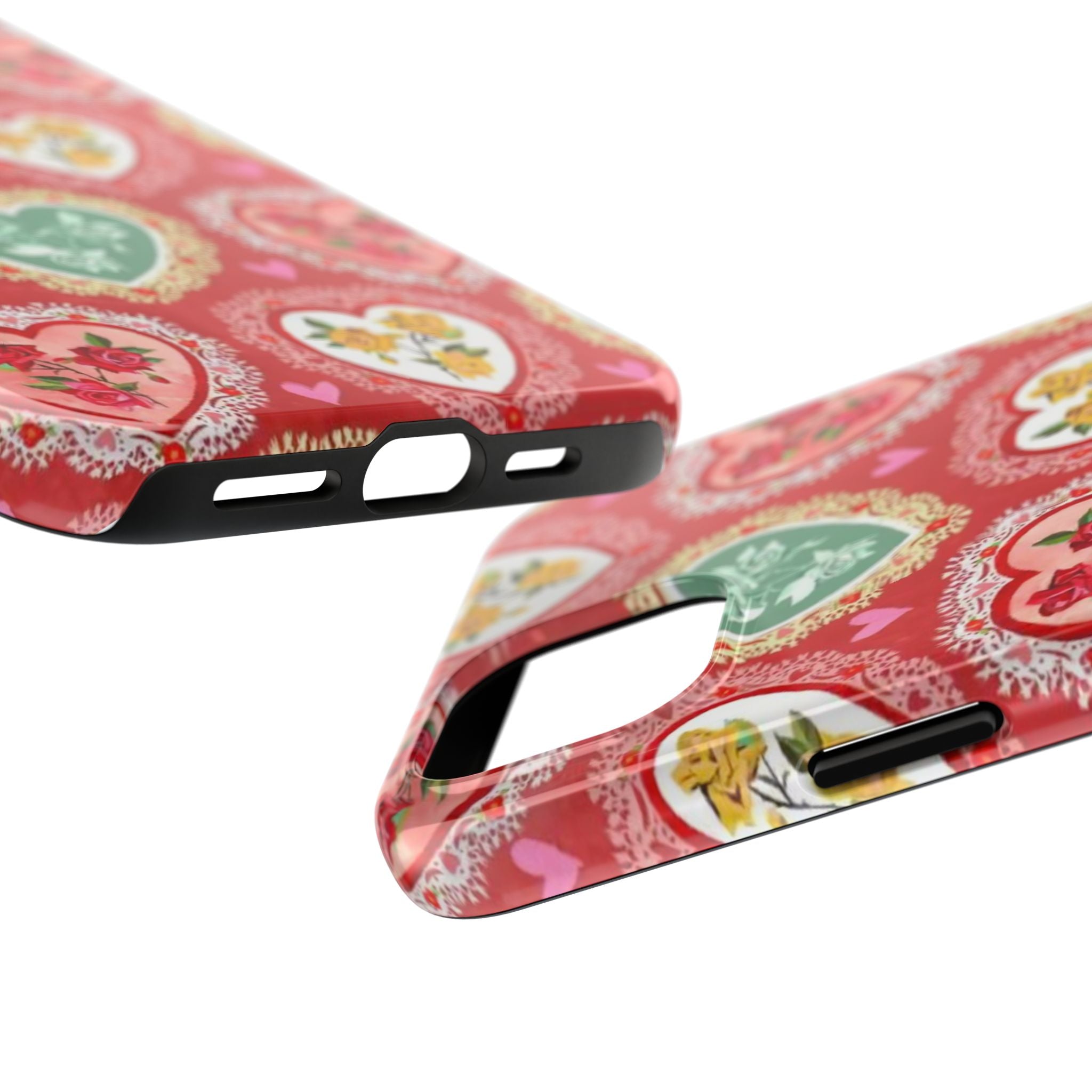 Vintage Floral Heart Tough Phone Case