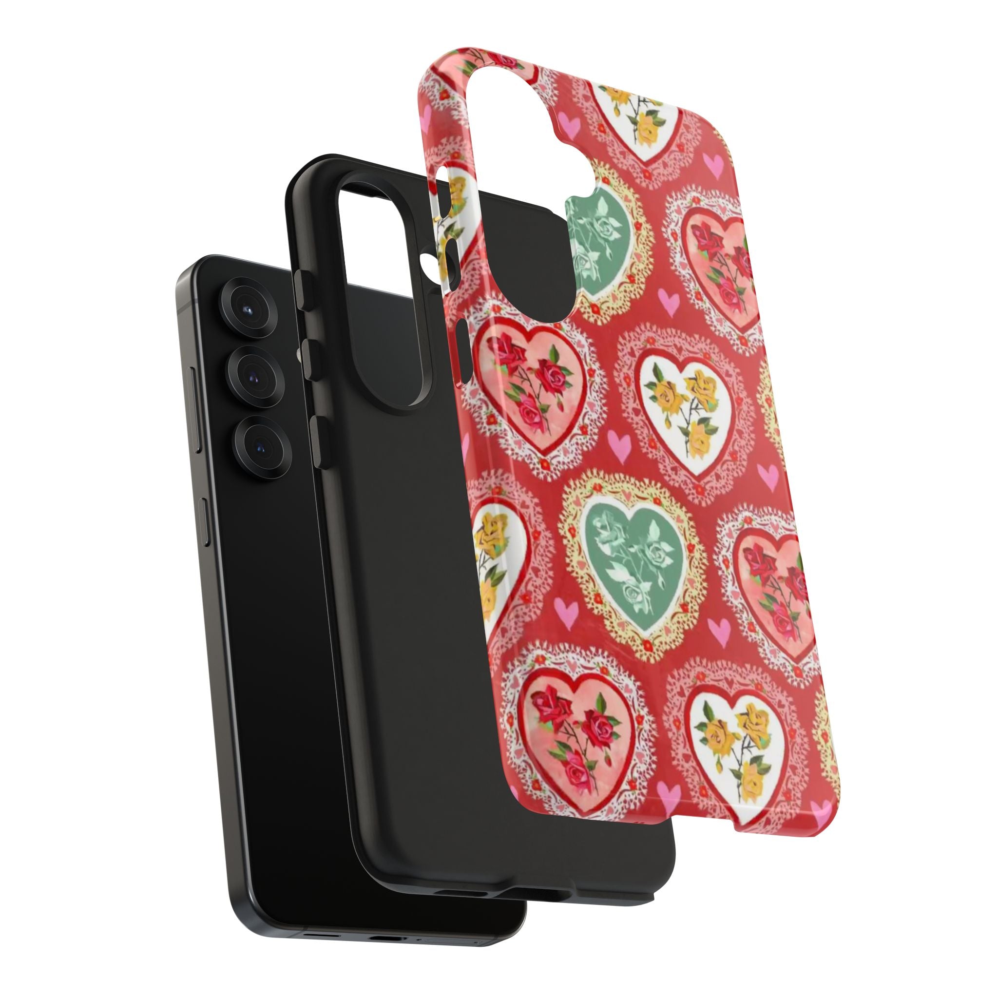 Vintage Floral Heart Tough Phone Case