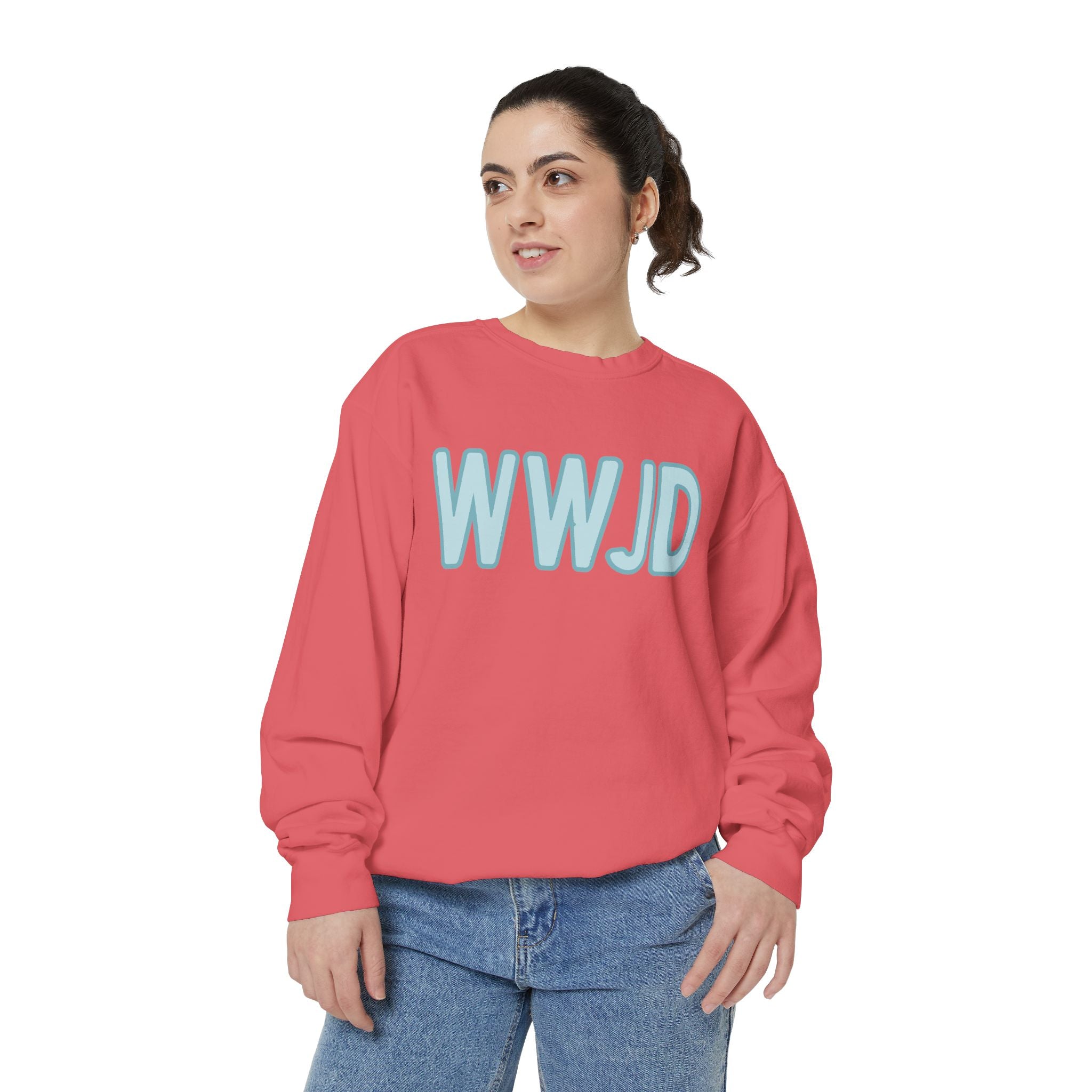 Unisex WWJD Garment-Dyed Sweatshirt