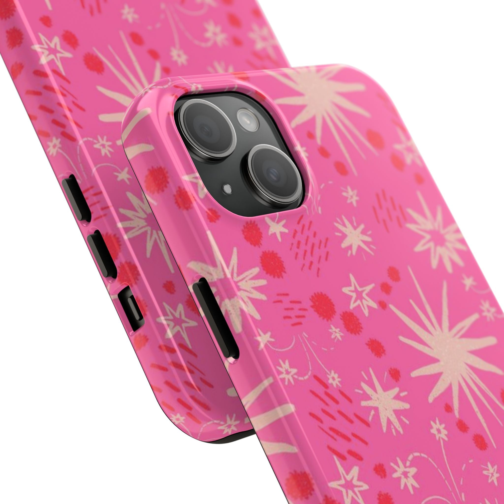 Tough Phone Case — Pink Retro Starburst Floral Protective Cover