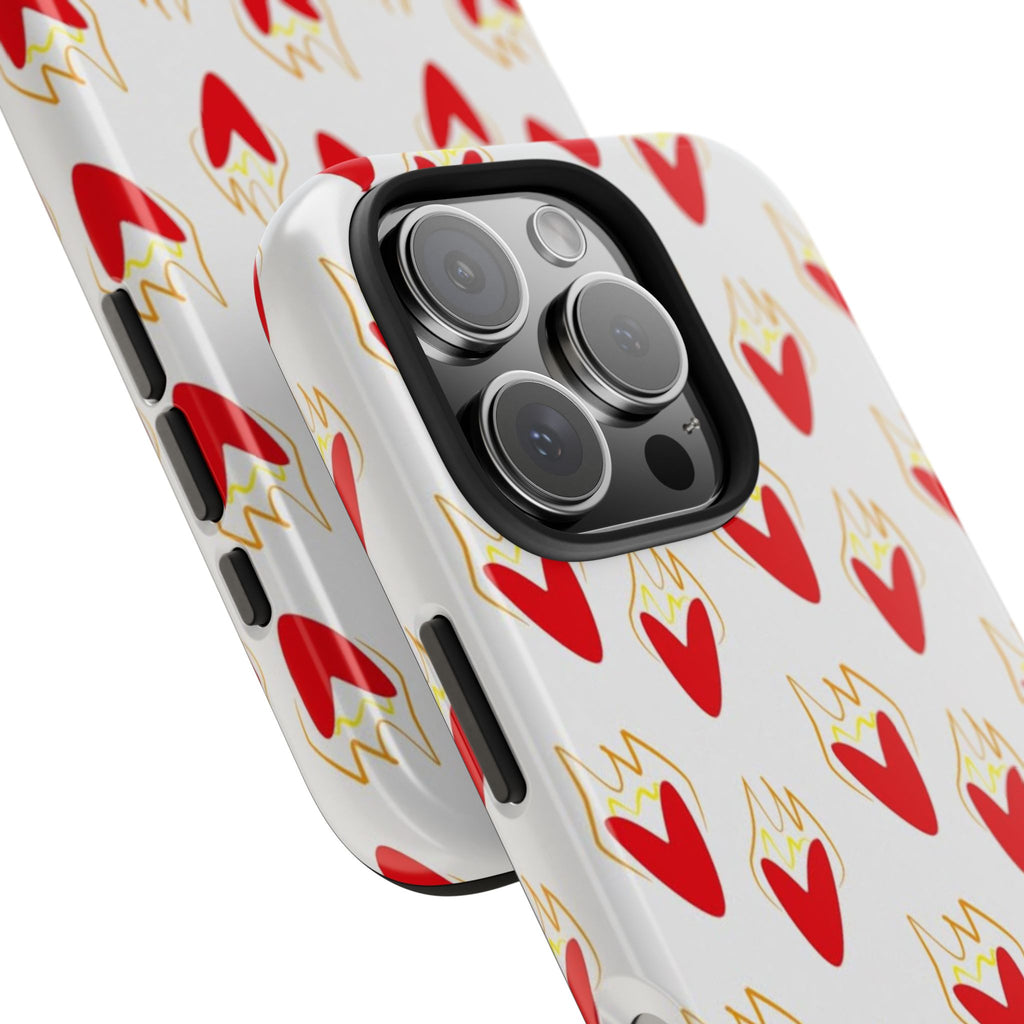 Tough Phone Case — Red Flaming Heart Pattern