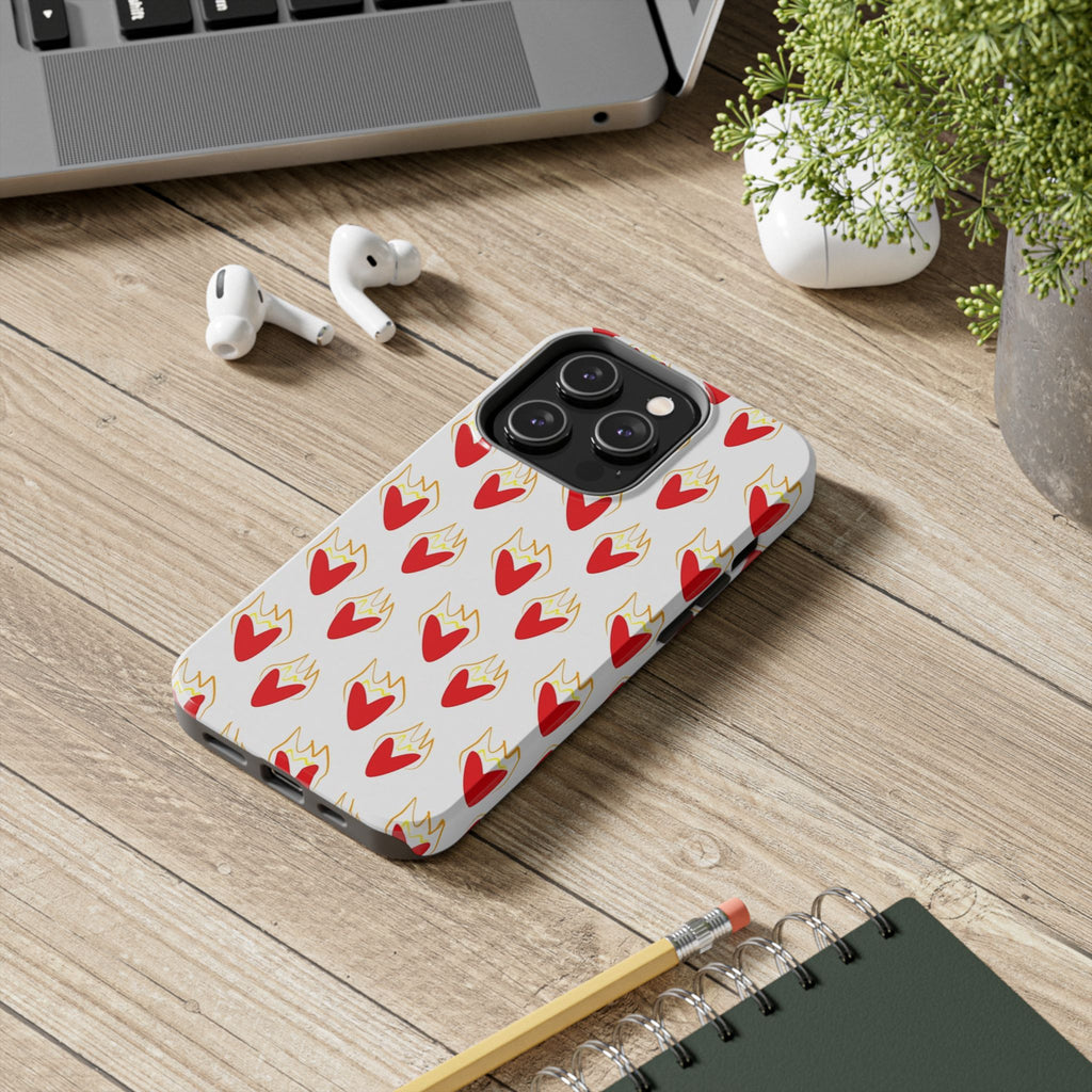 Tough Phone Case — Red Flaming Heart Pattern