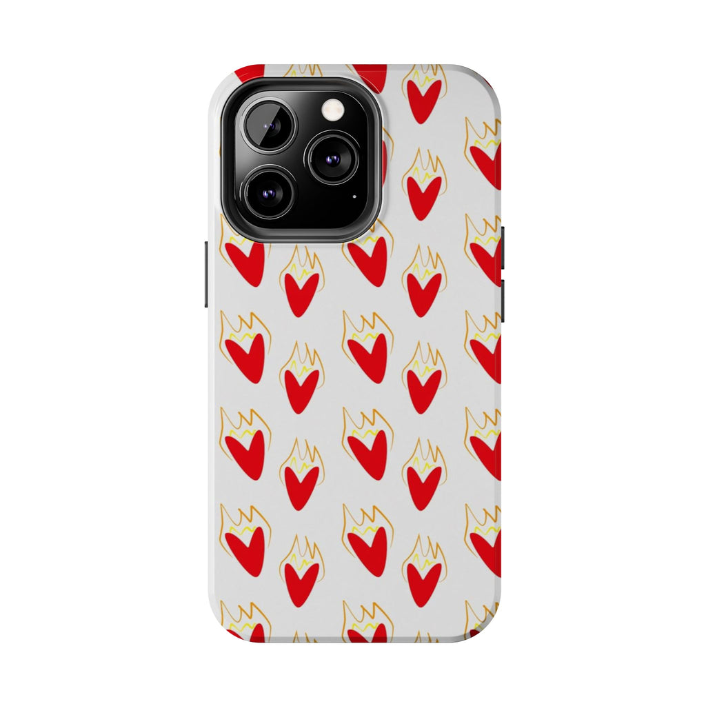 Tough Phone Case — Red Flaming Heart Pattern