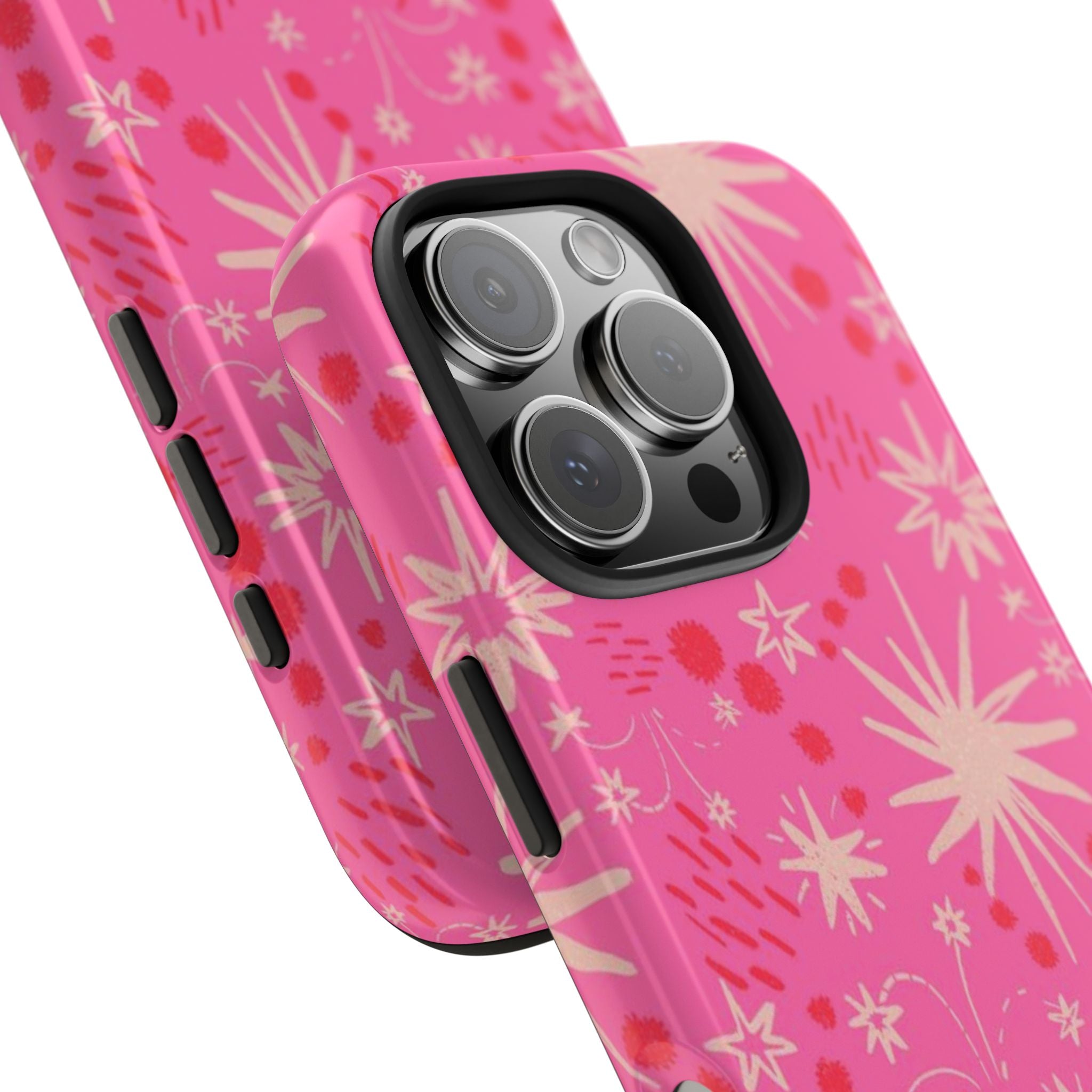Tough Phone Case — Pink Retro Starburst Floral Protective Cover