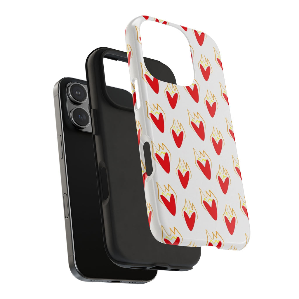 Tough Phone Case — Red Flaming Heart Pattern
