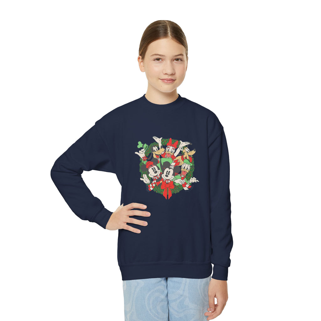 Youth Holiday Mickey Wreath Crewneck Sweatshirt