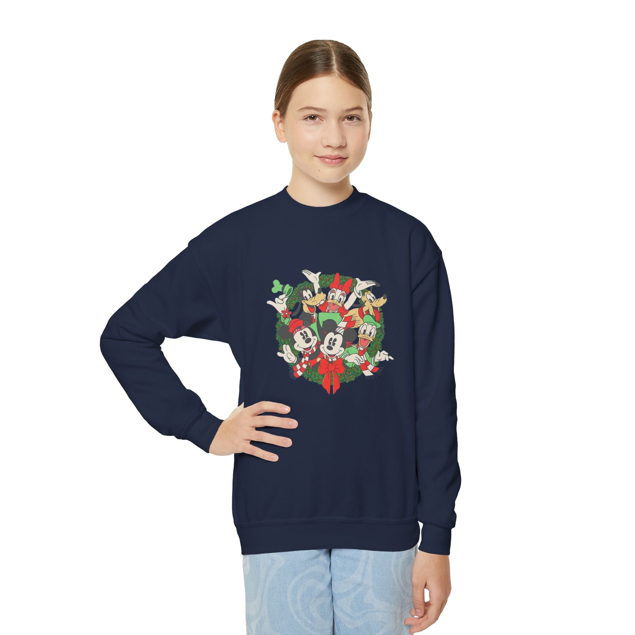 Youth Holiday Mickey Wreath Crewneck Sweatshirt