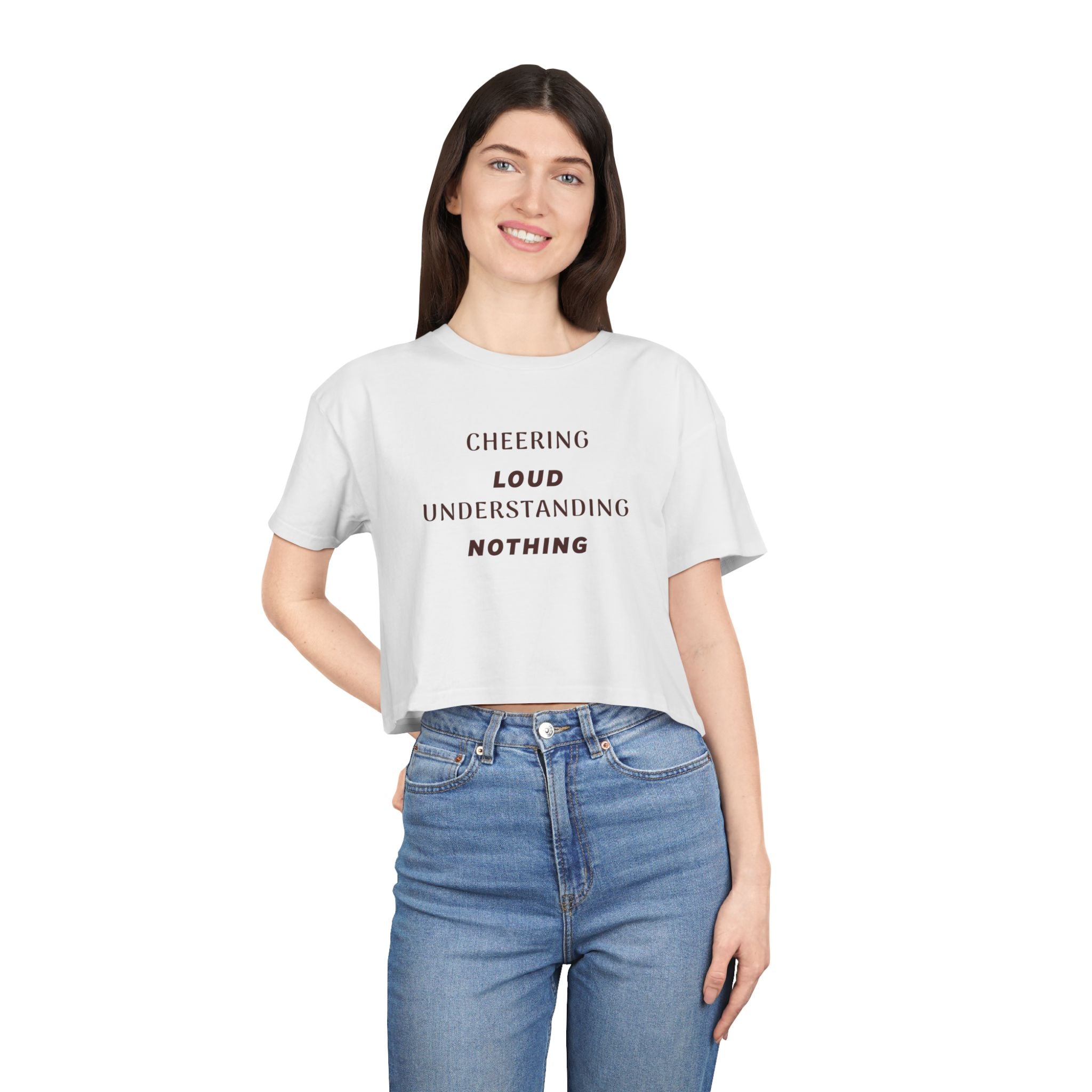 Cheerful Women's Crop Tee, Motivational T-Shirt for Casual Outfits, Fun Gift for Birthdays, Festivals, and Everyday Wear
