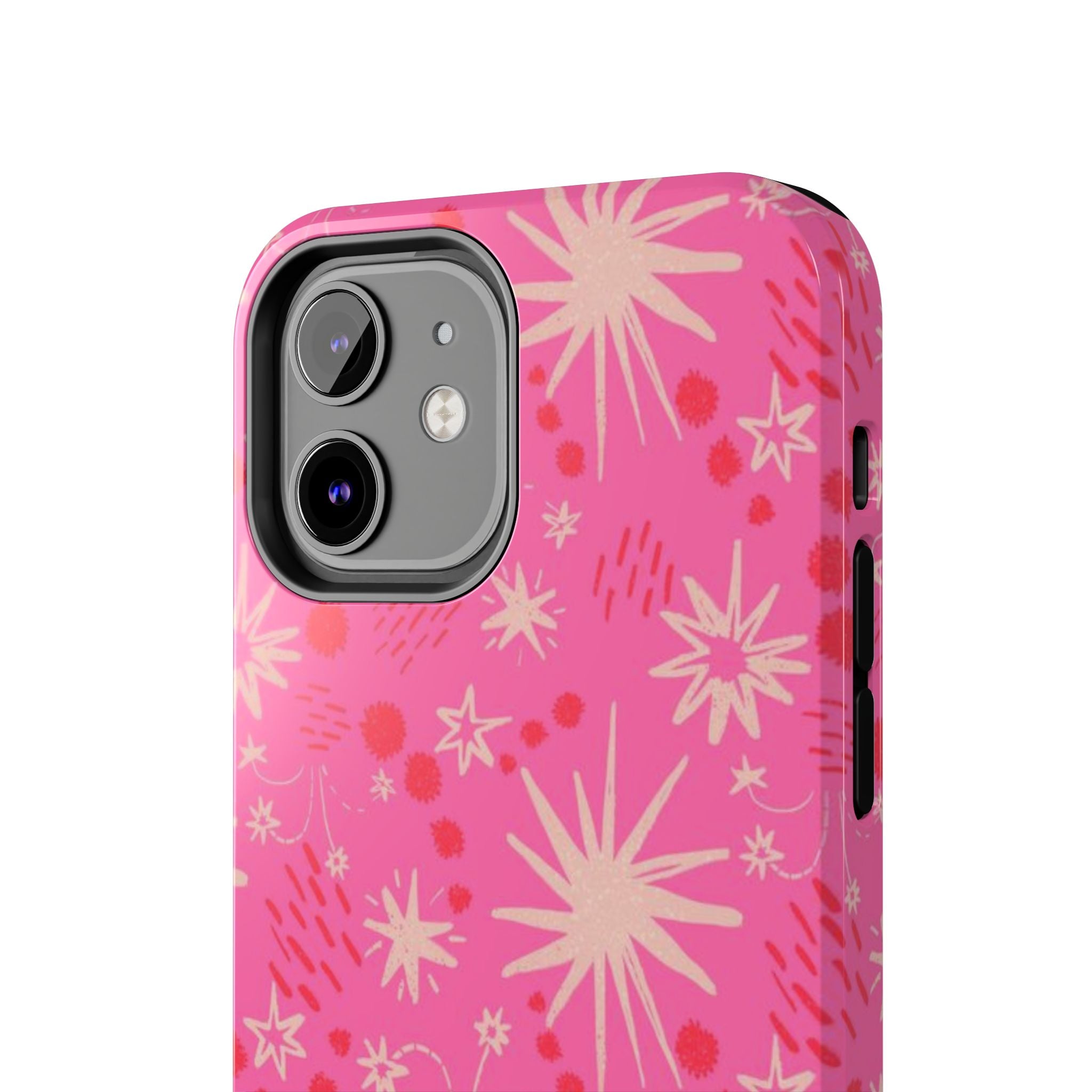 Tough Phone Case — Pink Retro Starburst Floral Protective Cover