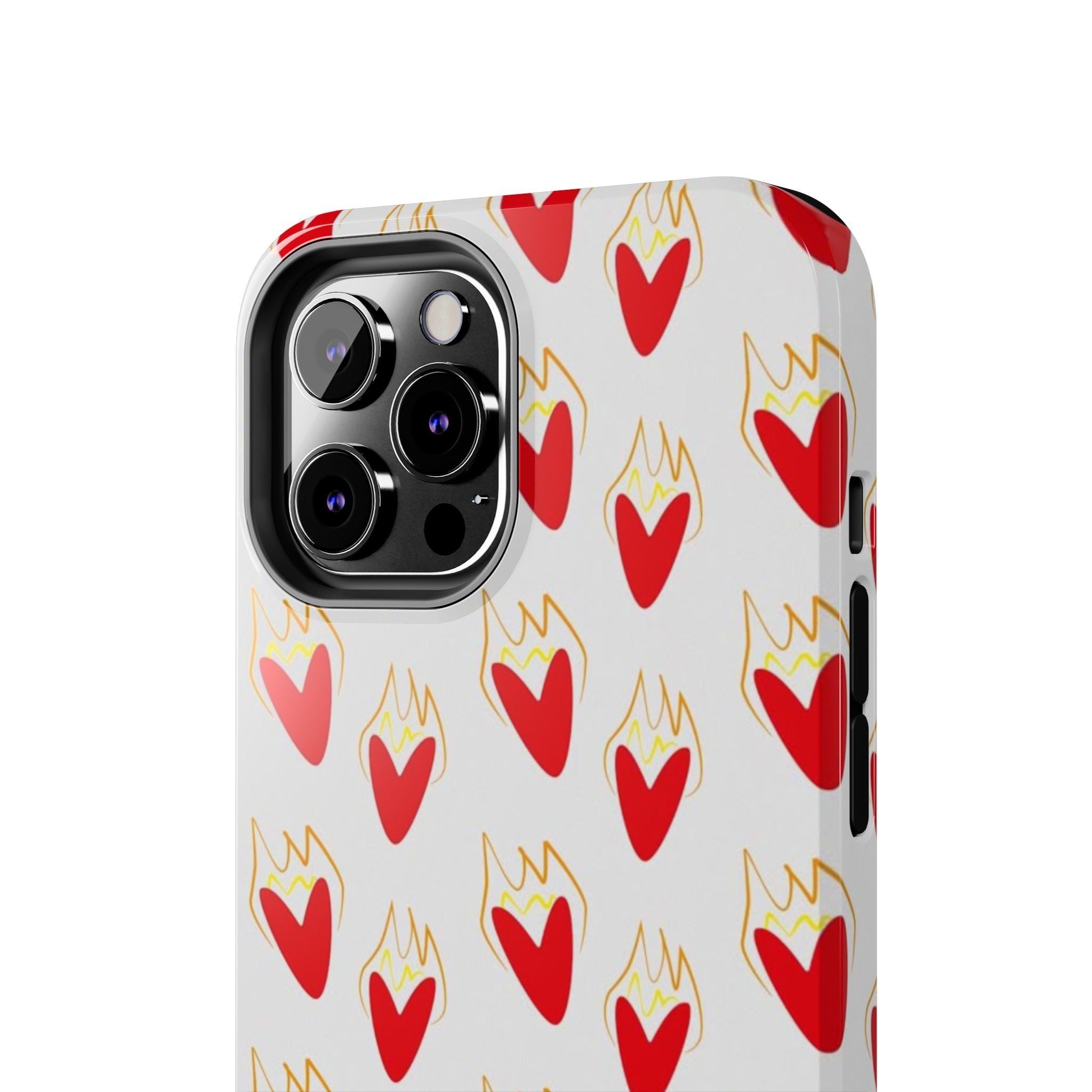 Tough Phone Case — Red Flaming Heart Pattern