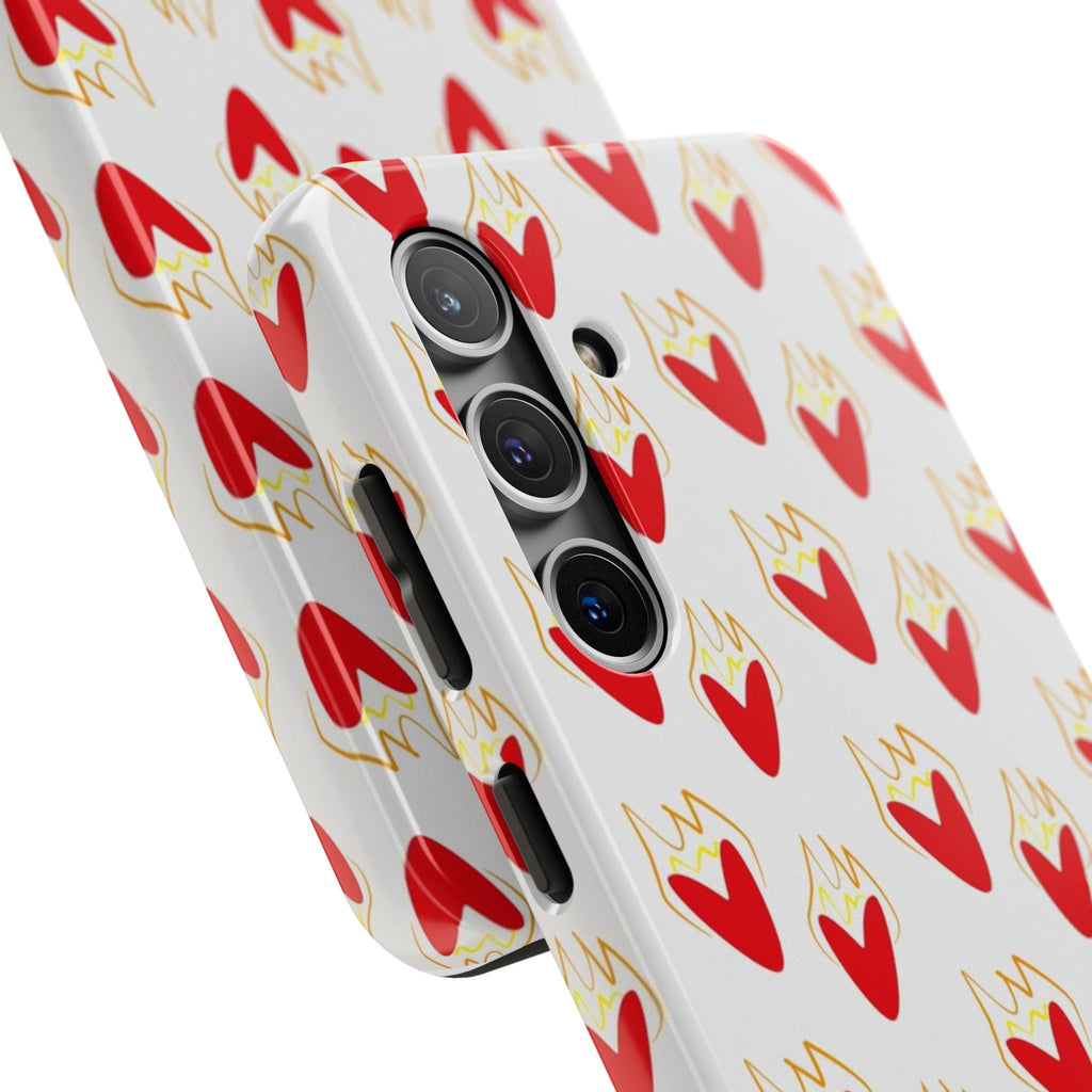 Tough Phone Case — Red Flaming Heart Pattern
