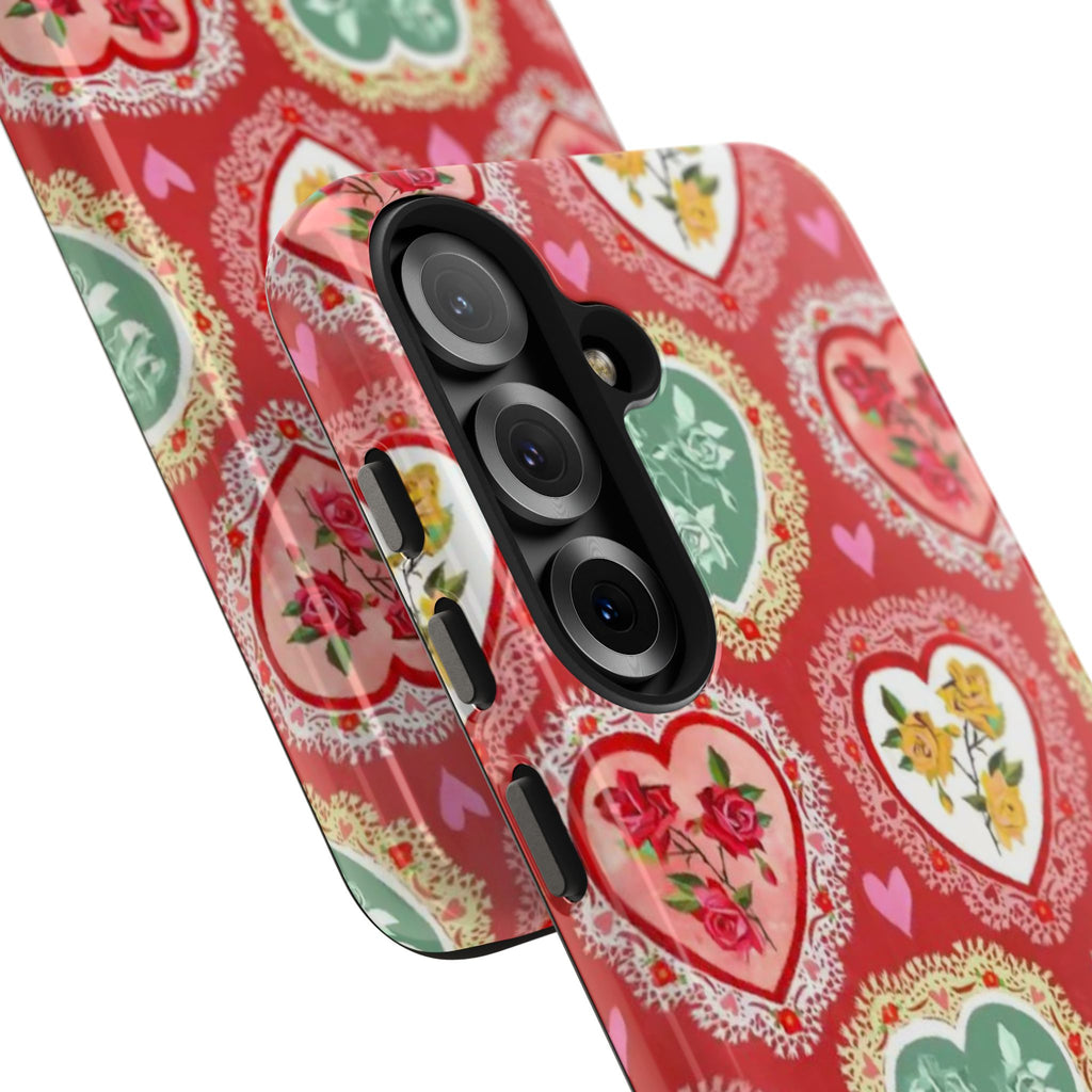 Vintage Floral Heart Tough Phone Case