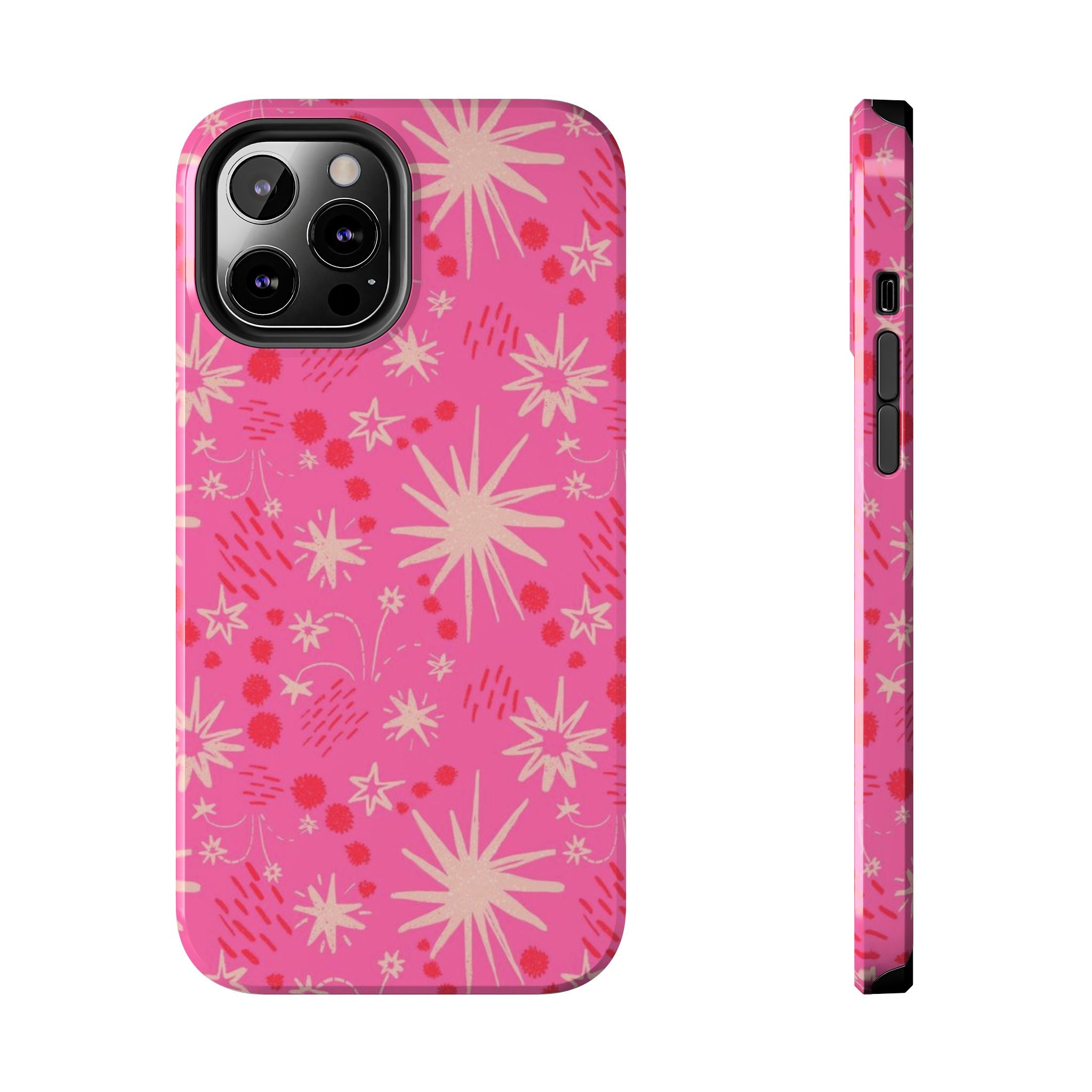 Tough Phone Case — Pink Retro Starburst Floral Protective Cover