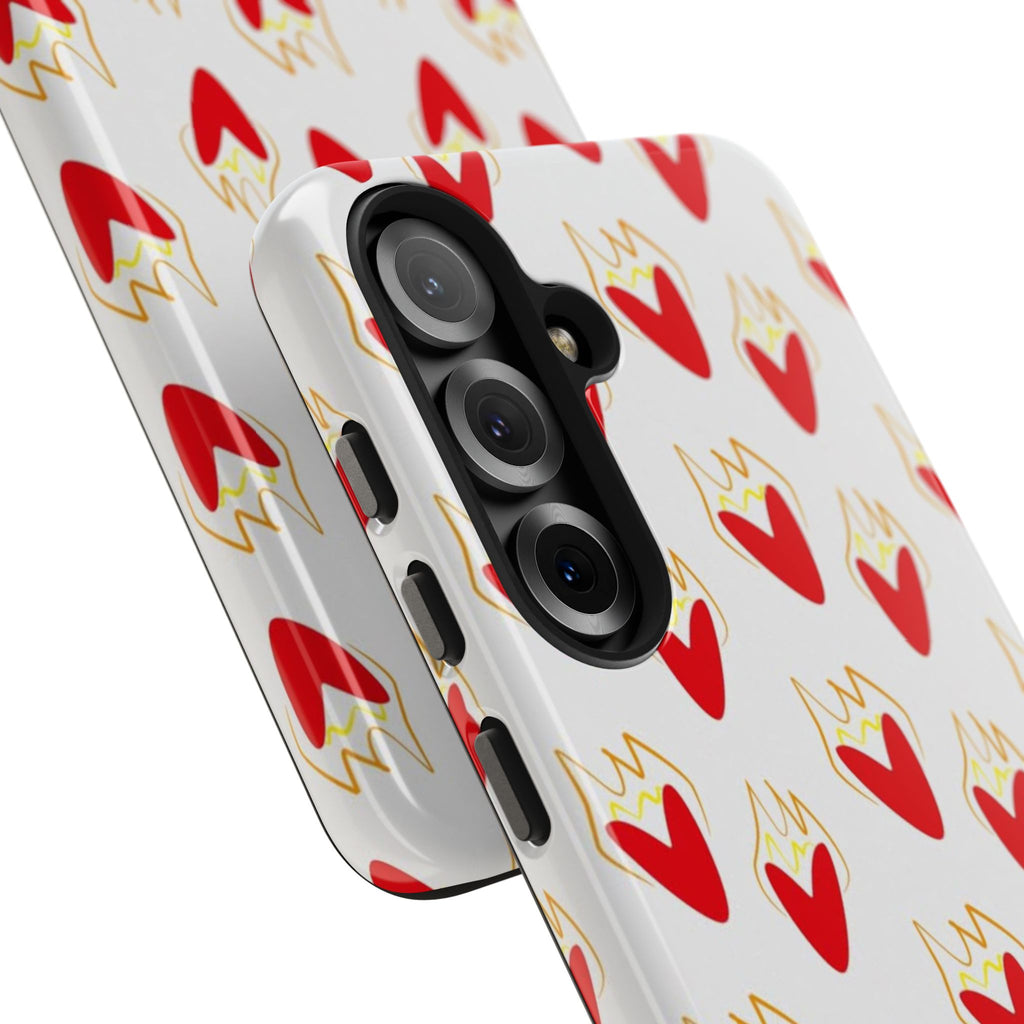 Tough Phone Case — Red Flaming Heart Pattern