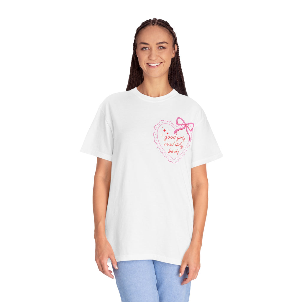 Cute Heart Book Girl Graphic T-Shirt