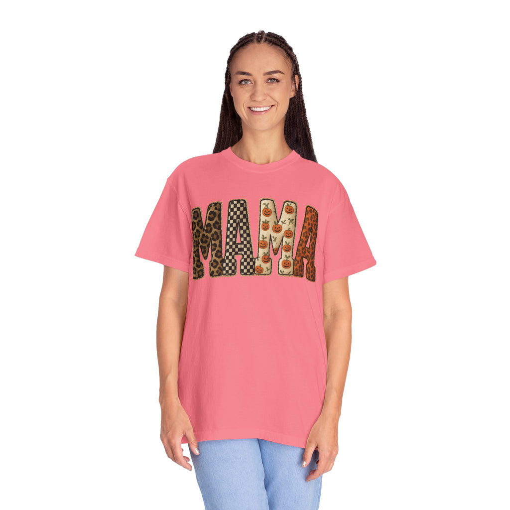 Mama Floral Garment-Dyed T-Shirt, Cute Gift for Moms, Casual Wear, Mother's Day, Family Celebrations, Everyday Comfort