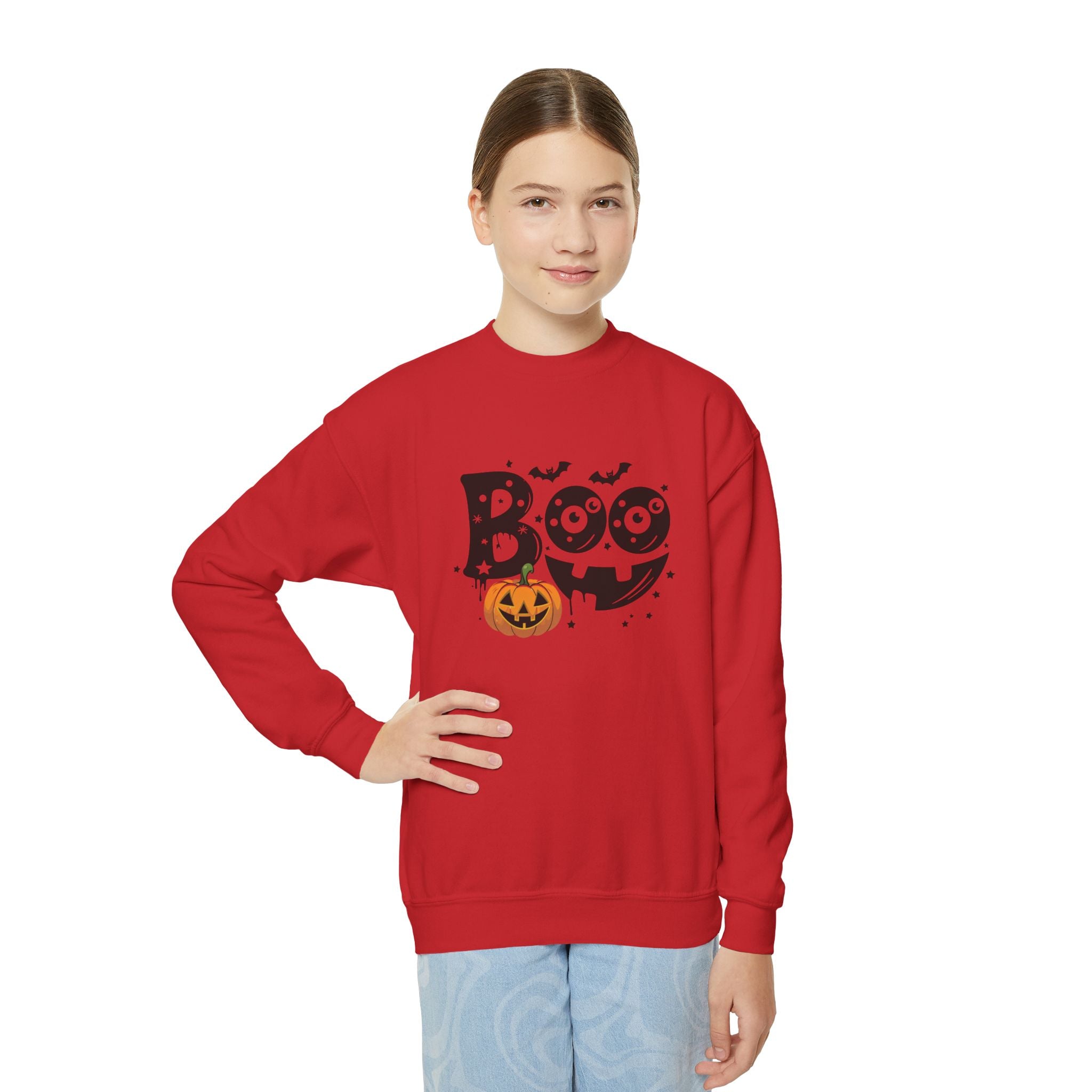 Youth Boo Crewneck Halloween Sweatshirt