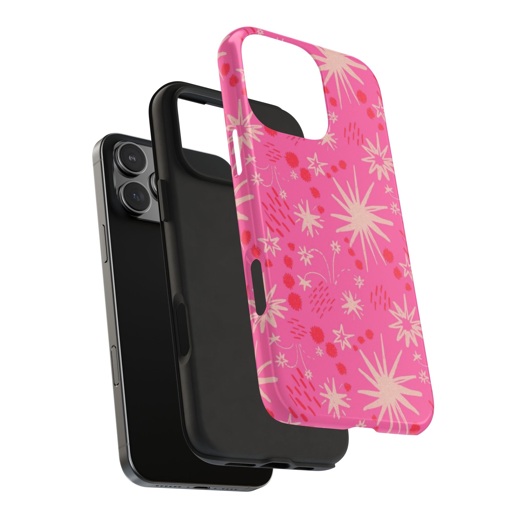 Tough Phone Case — Pink Retro Starburst Floral Protective Cover