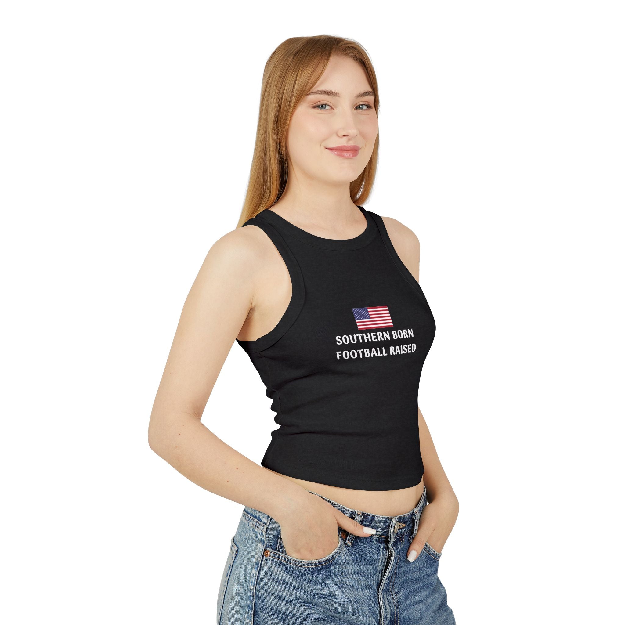 Patriotic Women's Racer Tank | Summer Fitness Top, 4th of July Workout Shirt, Casual Wear, Gift for Her, Outdoor Activities