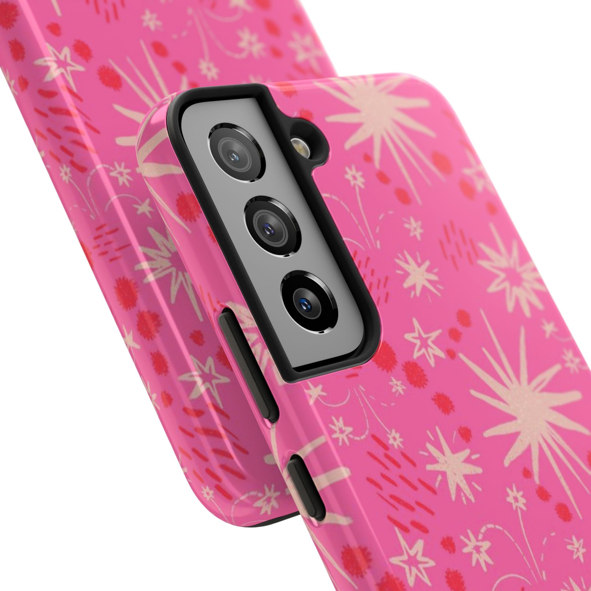 Tough Phone Case — Pink Retro Starburst Floral Protective Cover