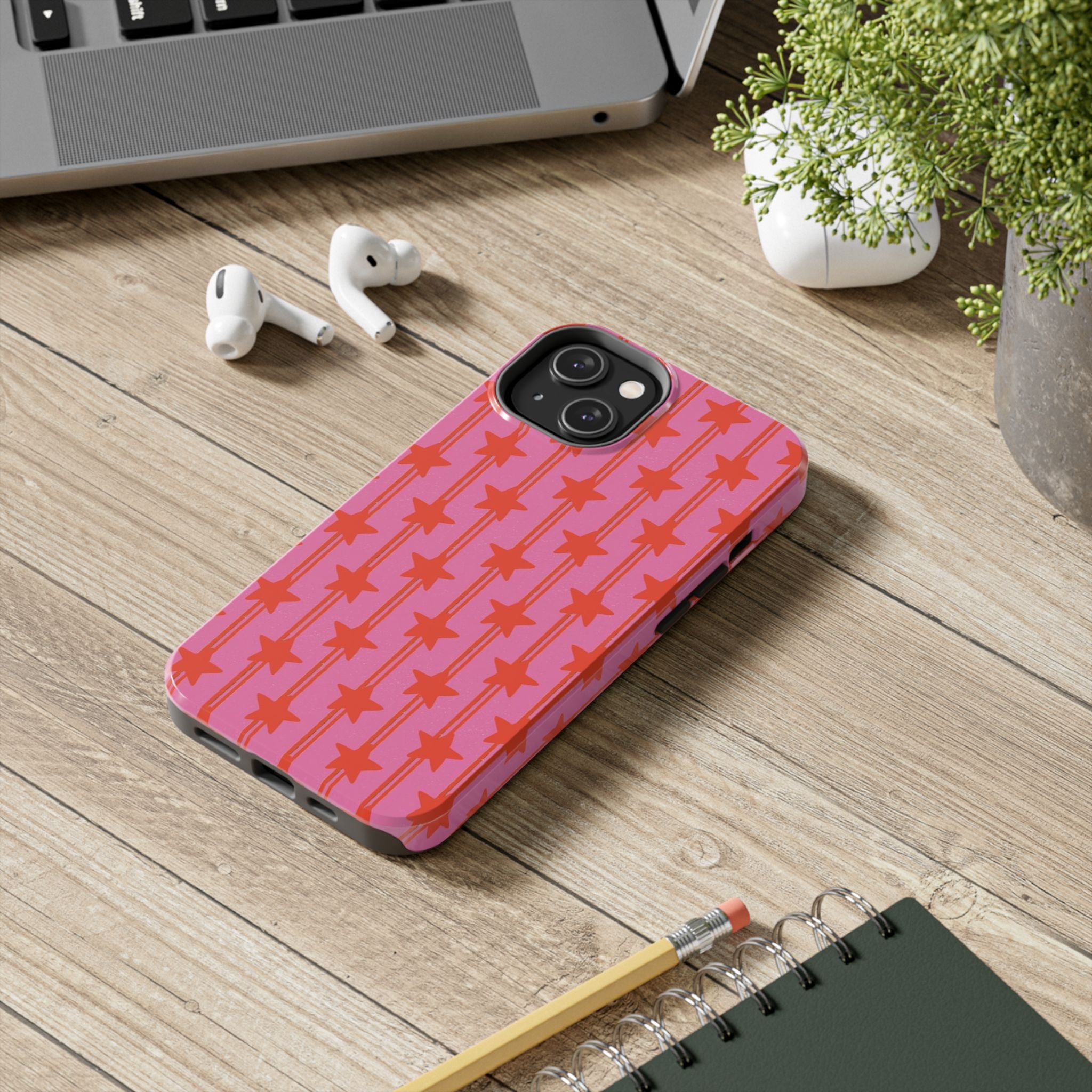 Pink Star Stripe Tough Phone Case